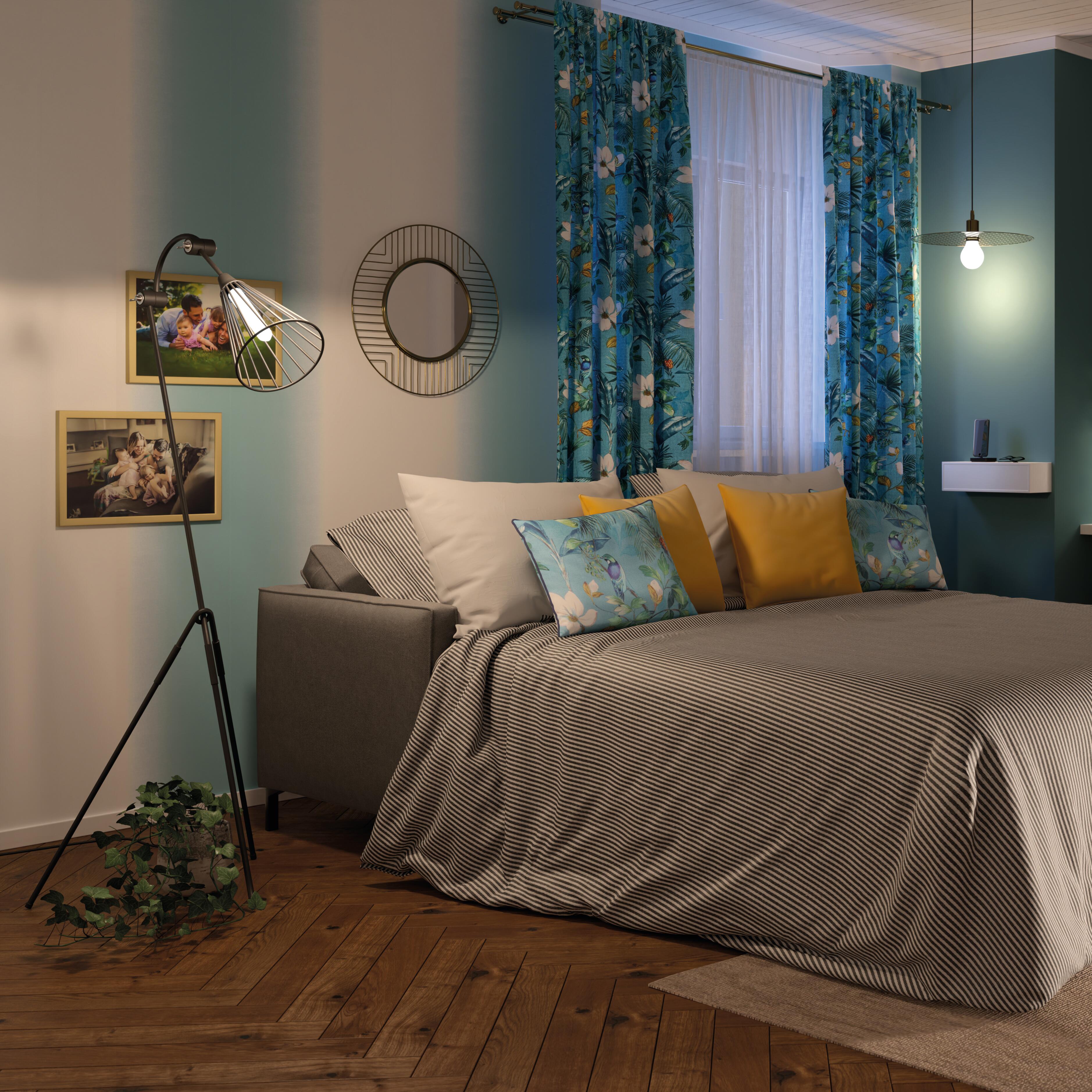 Tenda Paolita lagon azzurro, fettuccia e passanti nascosti 135x280 cm - 4