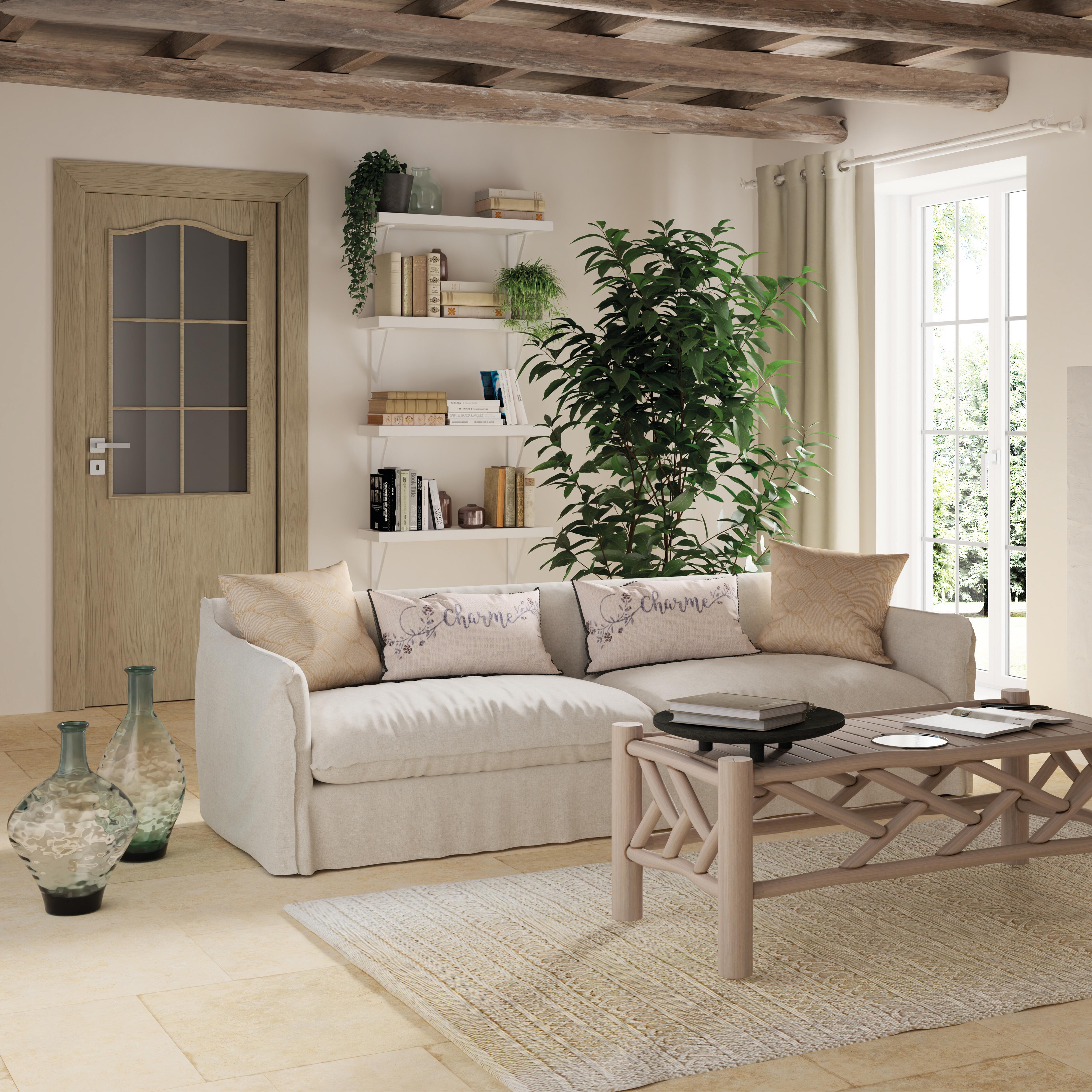 Tenda Daisy beige, fettuccia e passanti nascosti 140x290 cm - 6