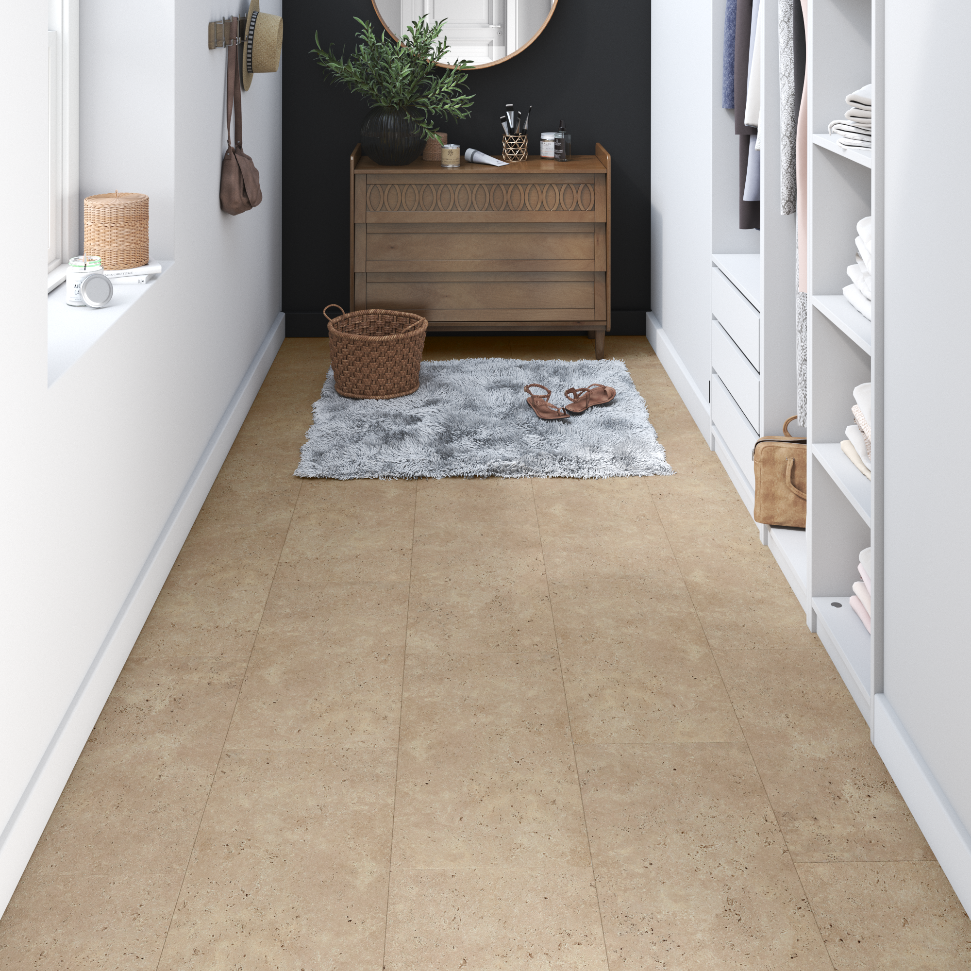 Pavimento vinílico mosaico PVC fita autoaderente Travertino medio Artens 1,5 mm - 2