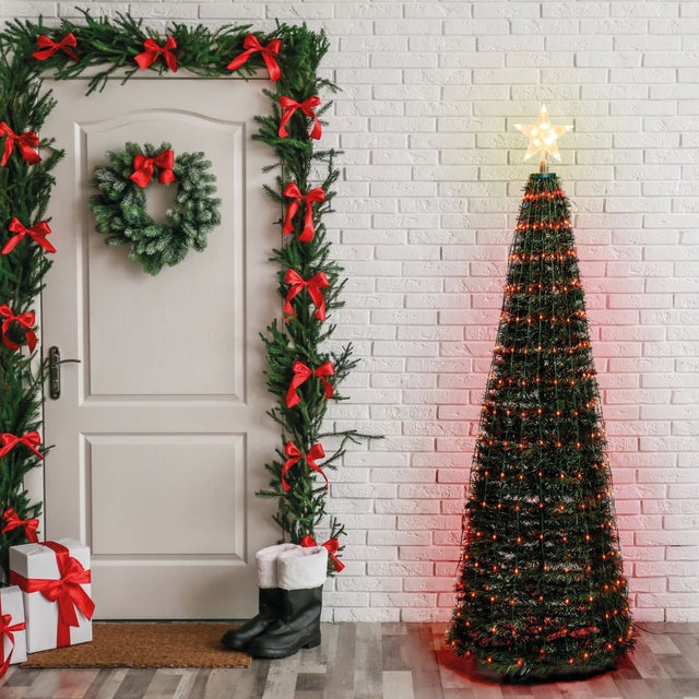 Albero luminoso conico pop-up 304 lampadine led multicolore L 1.5 m x H 180 cm