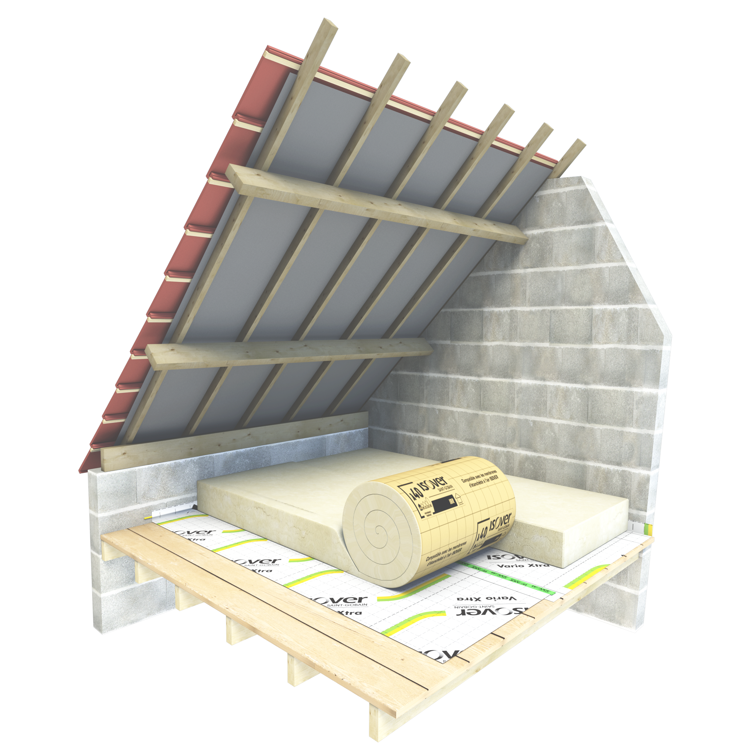 Rouleau laine de verre combles perdus ISOVER Ibr040 kraft, Ep.400mm, 2x1.2m, R10 - 3