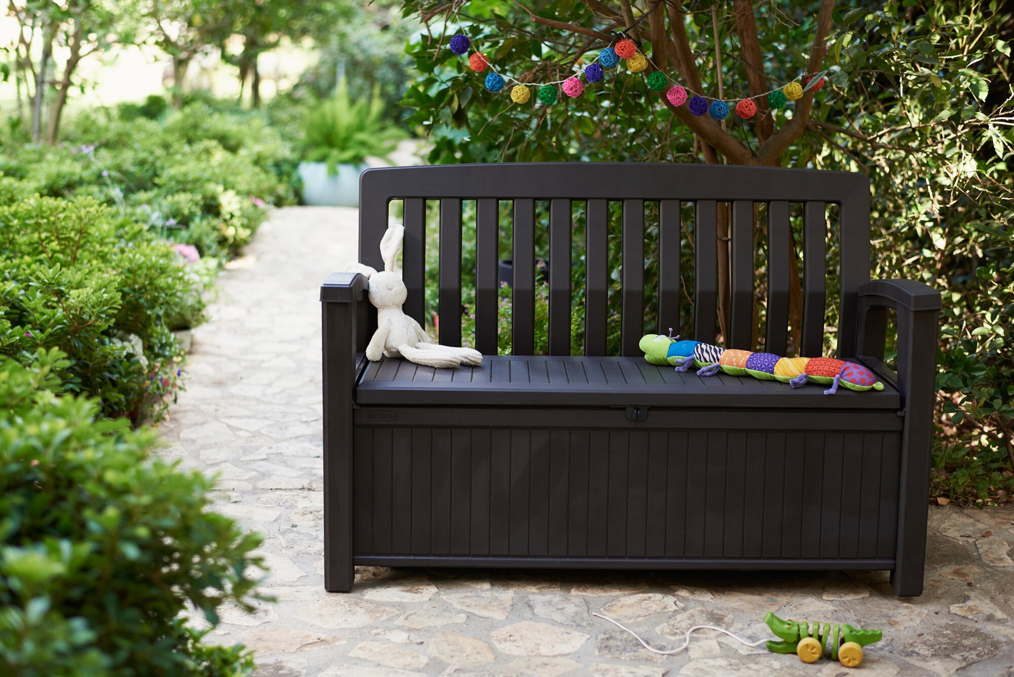Baule panchina KETER PATIO STORAGE BENCH in polipropilene antracite L 132.7 x H 89 x P 61.2 cm - 4