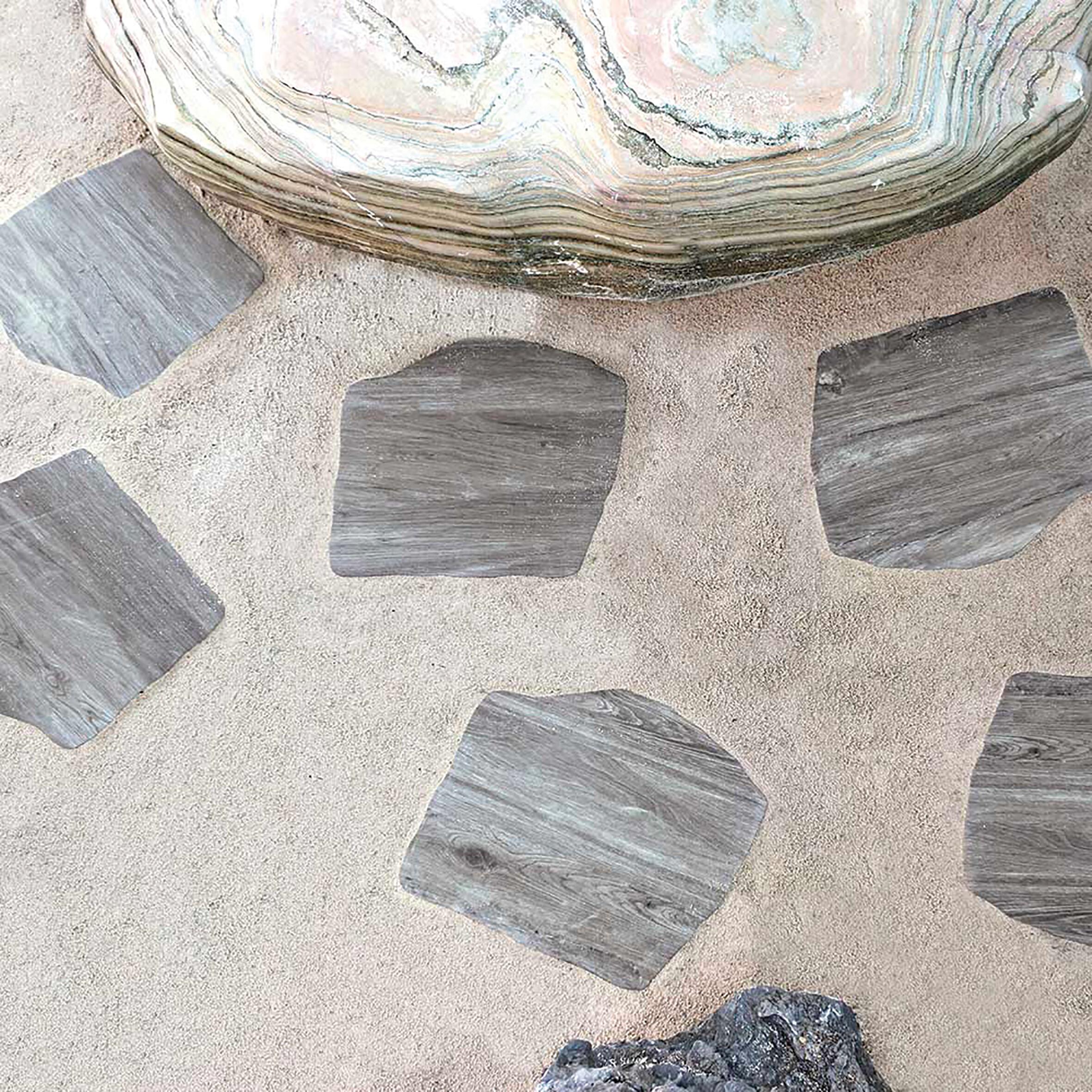 Passo giapponese in gres naturale grigio 42 cm - 2