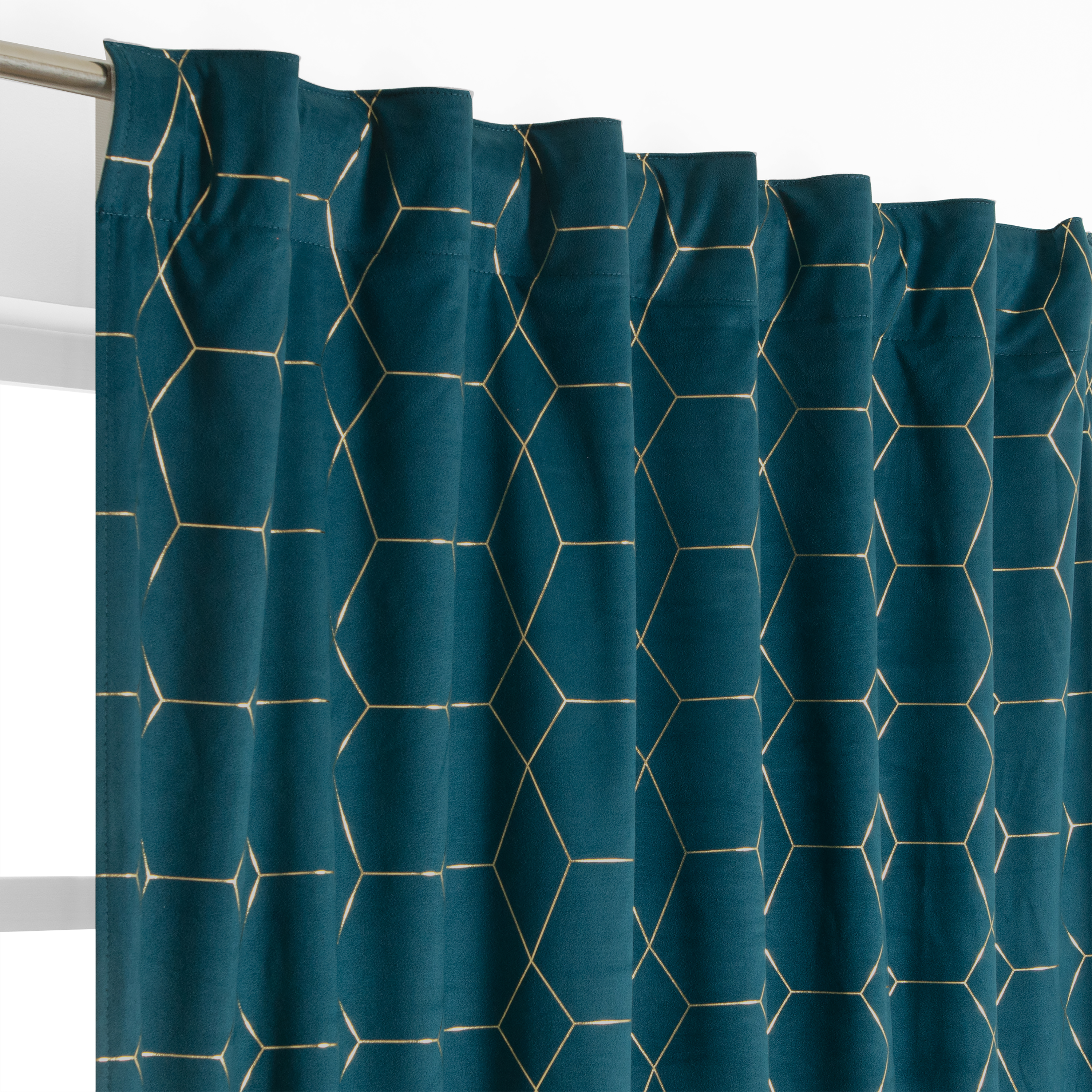 Cortina cinta frunce, trabillas calen inspire liso azul dore de 140x260cm