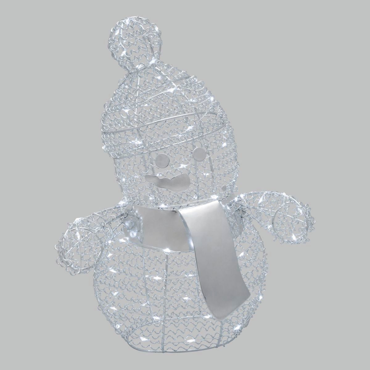 Pupazzo di neve decorativo luminoso in piedi 80 lampadine led bianco freddo L 0.4 m x H 33 cm - 4