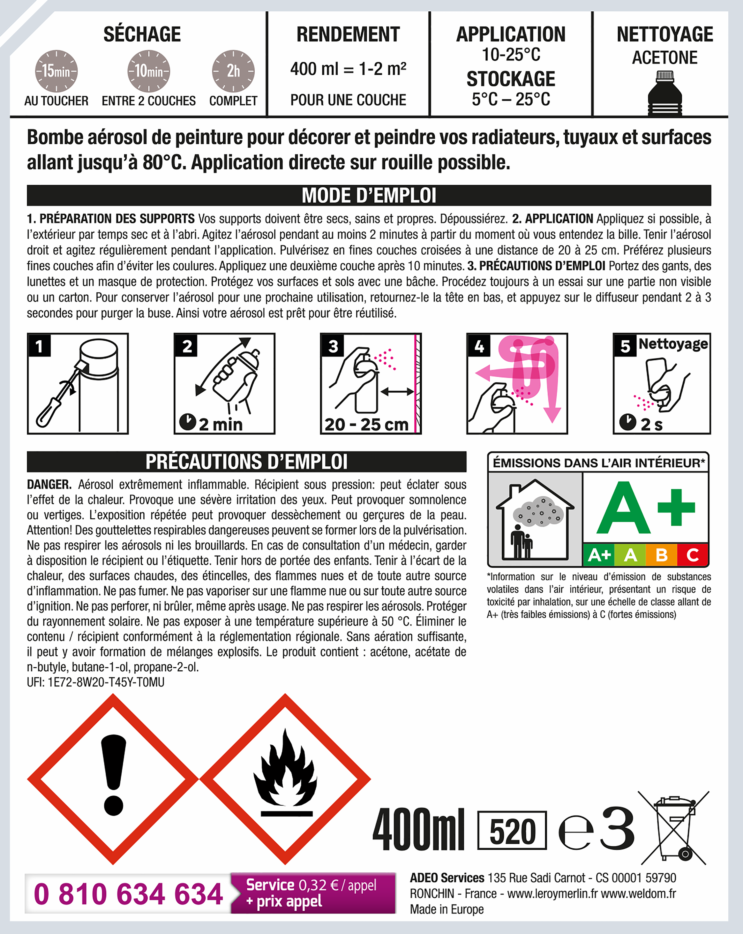 Bombe de peinture Radiateur LUXENS blanc satiné 400 ml - 3