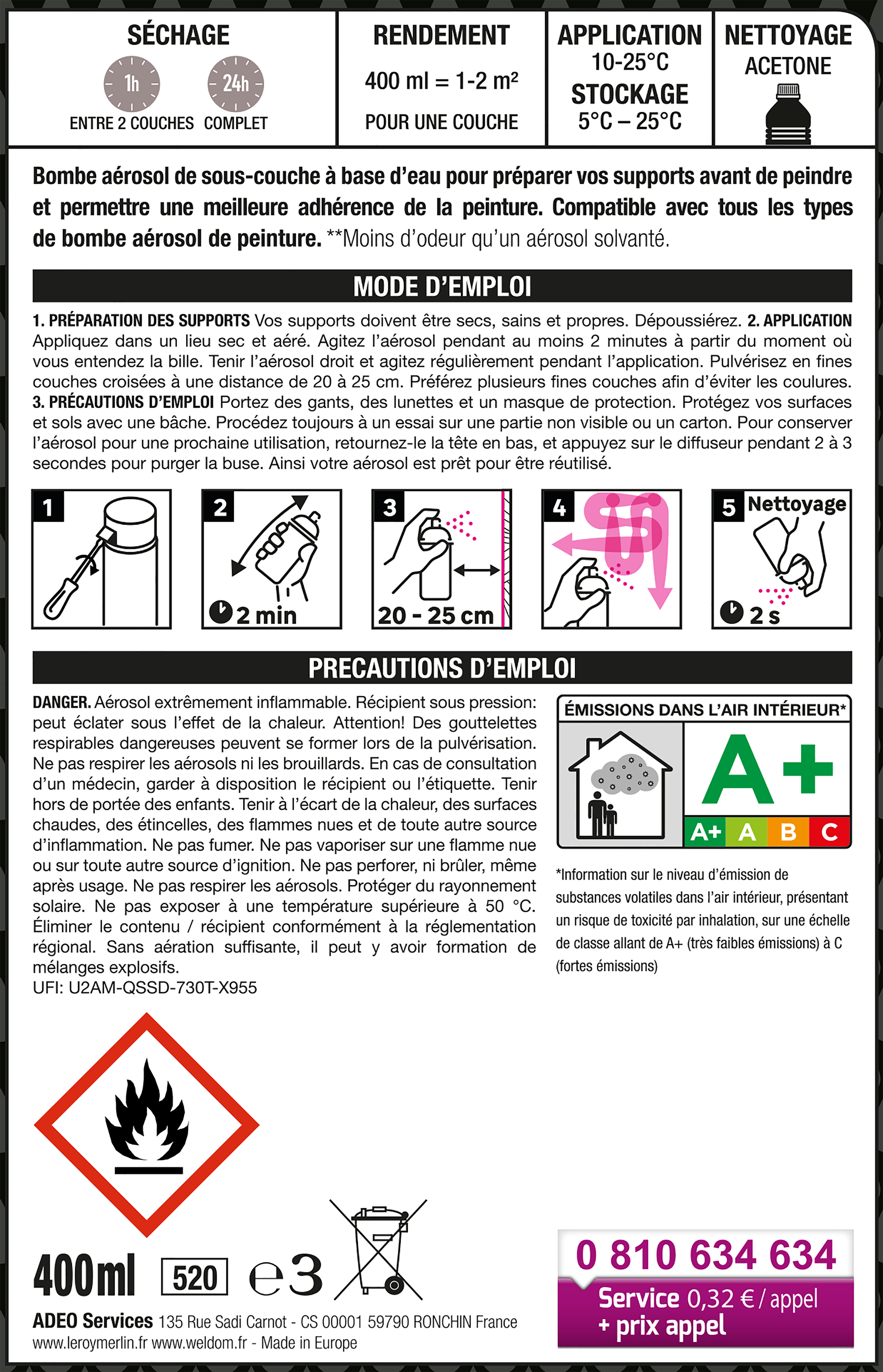 Bombe de peinture sous-couche Aqueuse LUXENS blanc mat - 2