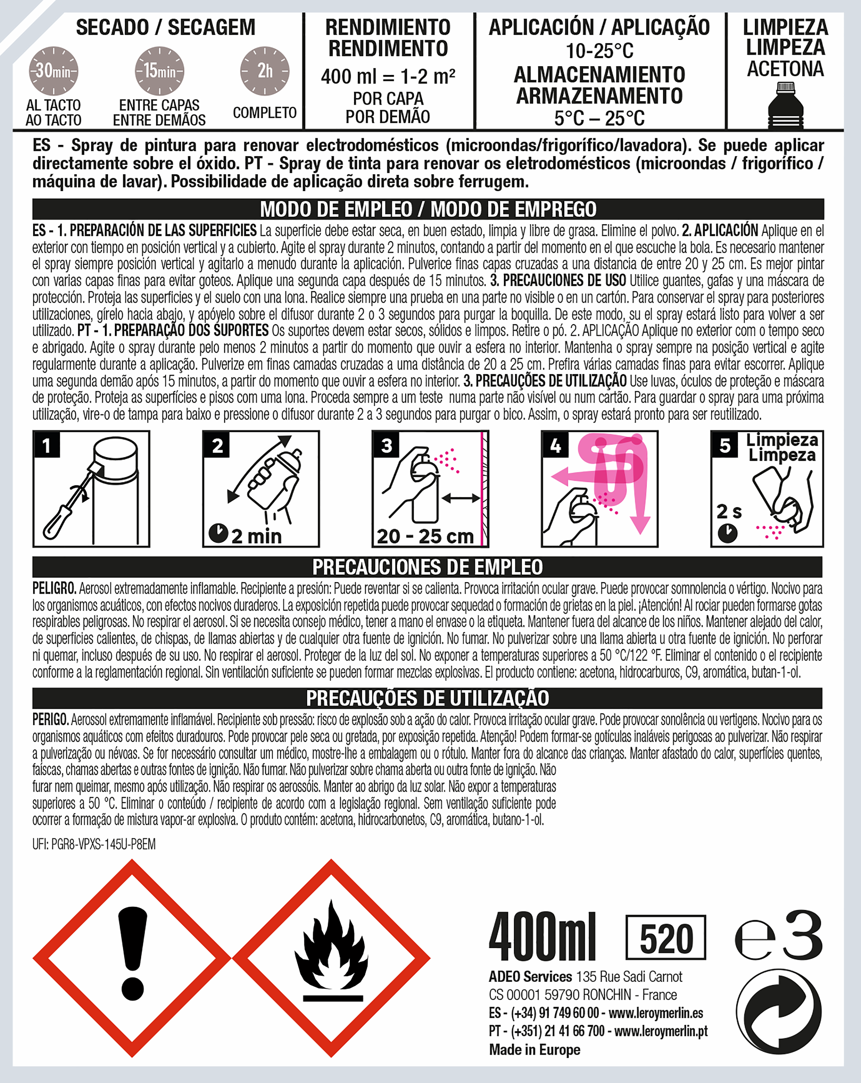 Spray para eletrodomésticos brilhante Luxens 400ml branco - 3