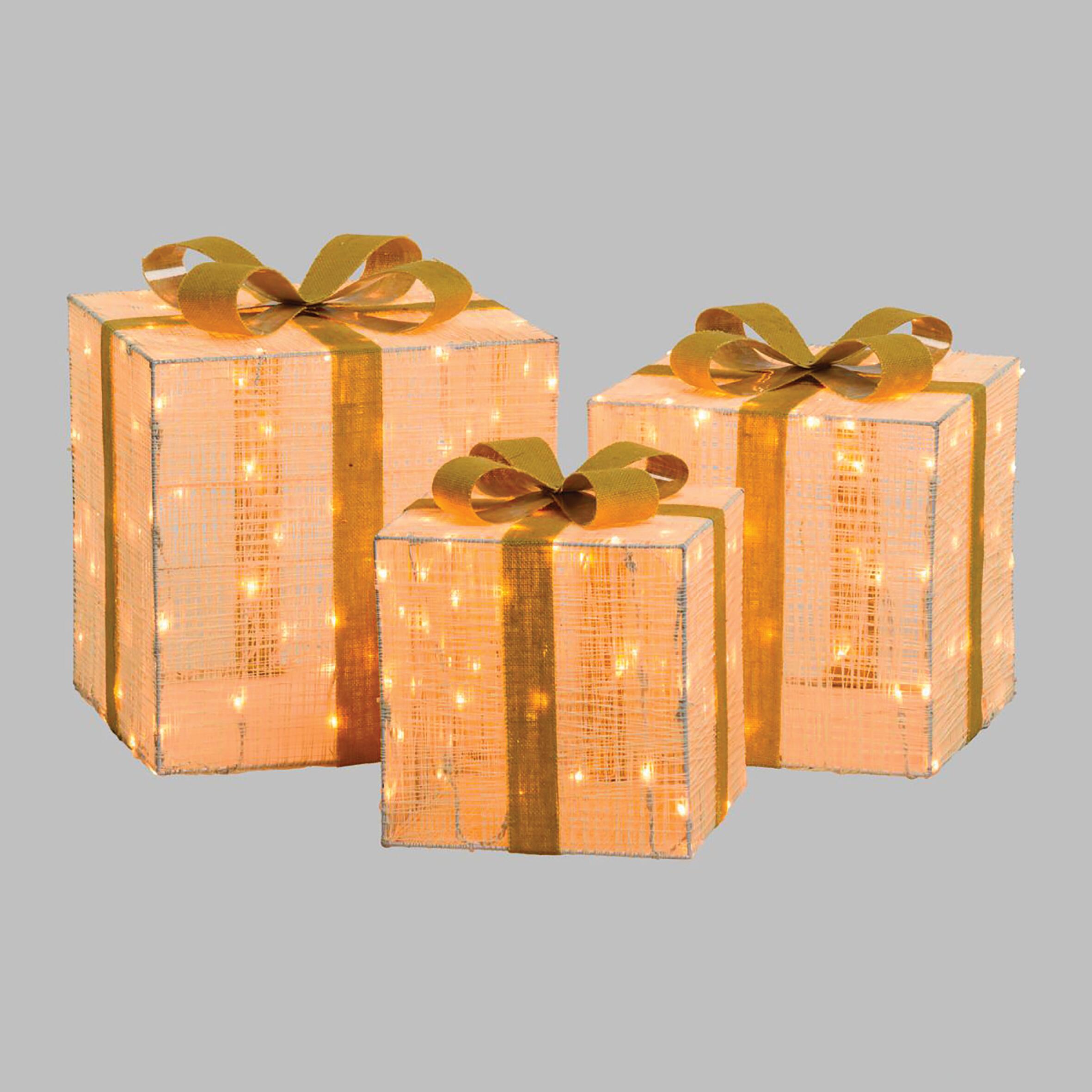 Pacco Regalo luminoso 3 pezzi 240 lampadine led bianco caldo L 1.3 m x H 40 cm - 6