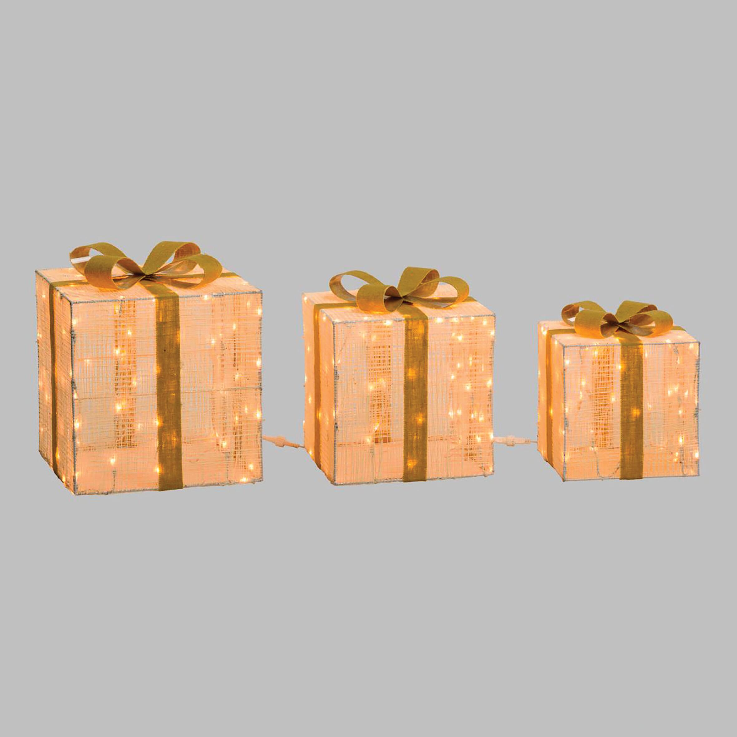 Pacco Regalo luminoso 3 pezzi 240 lampadine led bianco caldo L 1.3 m x H 40 cm - 5