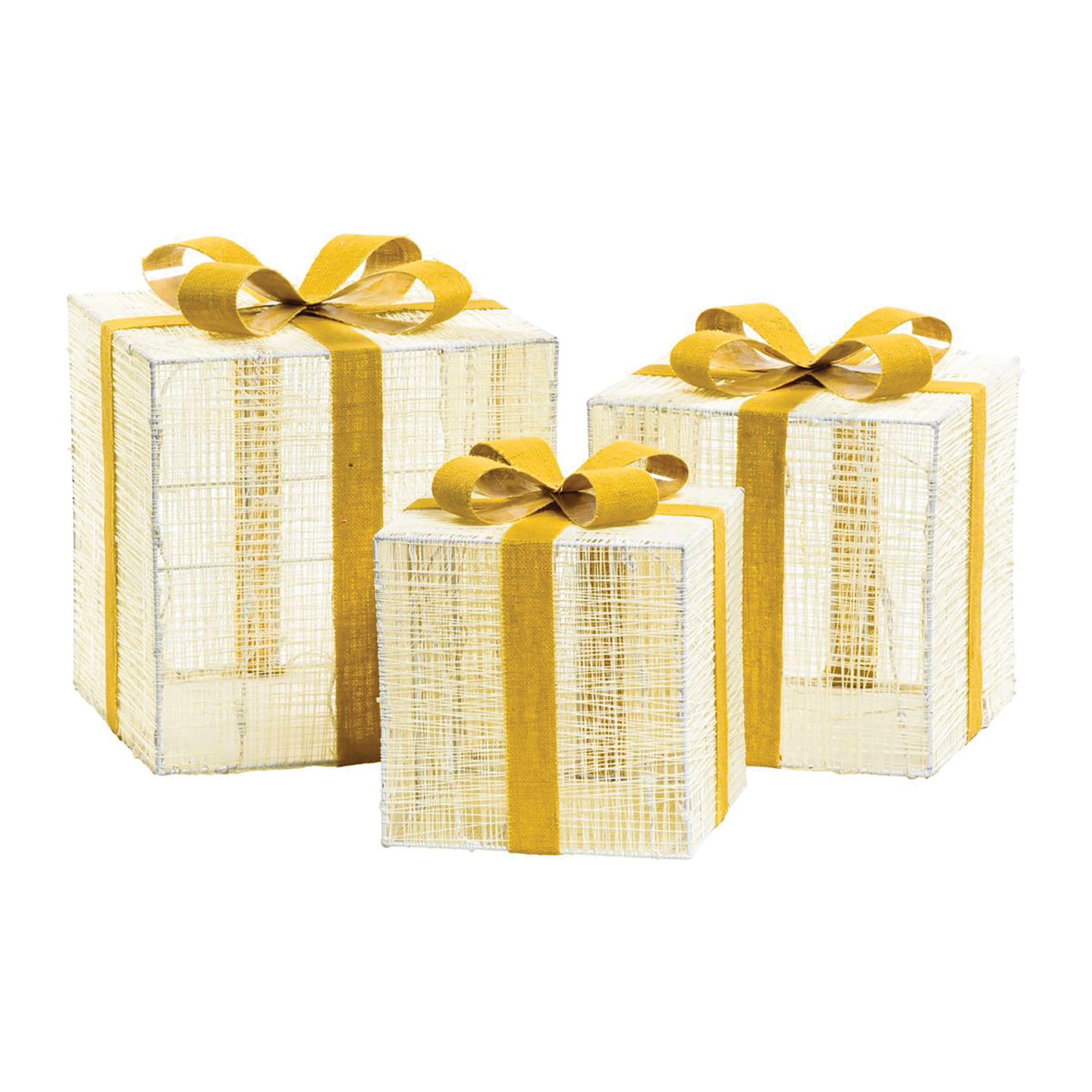 Pacco Regalo luminoso 3 pezzi 240 lampadine led bianco caldo L 1.3 m x H 40 cm - 8