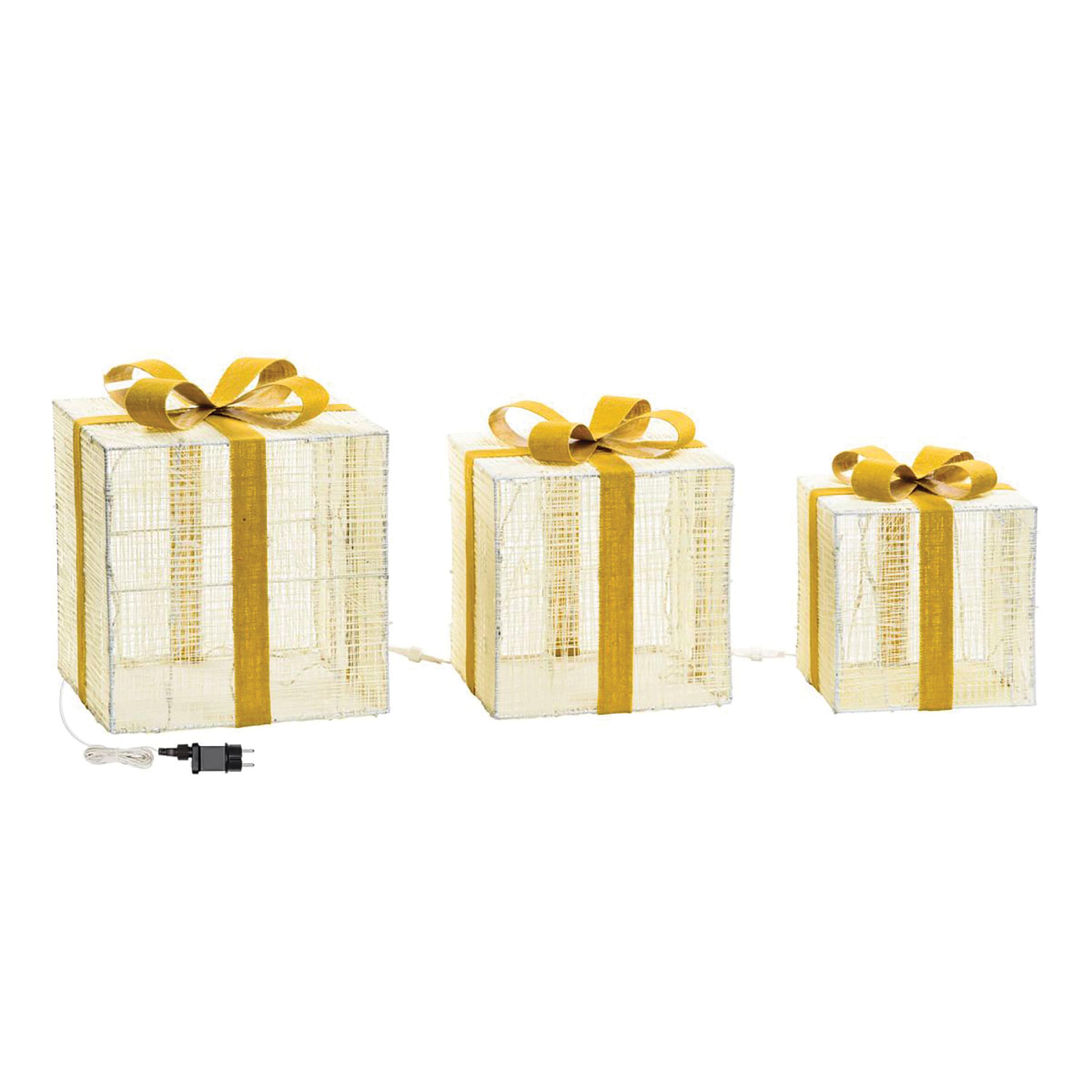 Pacco Regalo luminoso 3 pezzi 240 lampadine led bianco caldo L 1.3 m x H 40 cm - 7