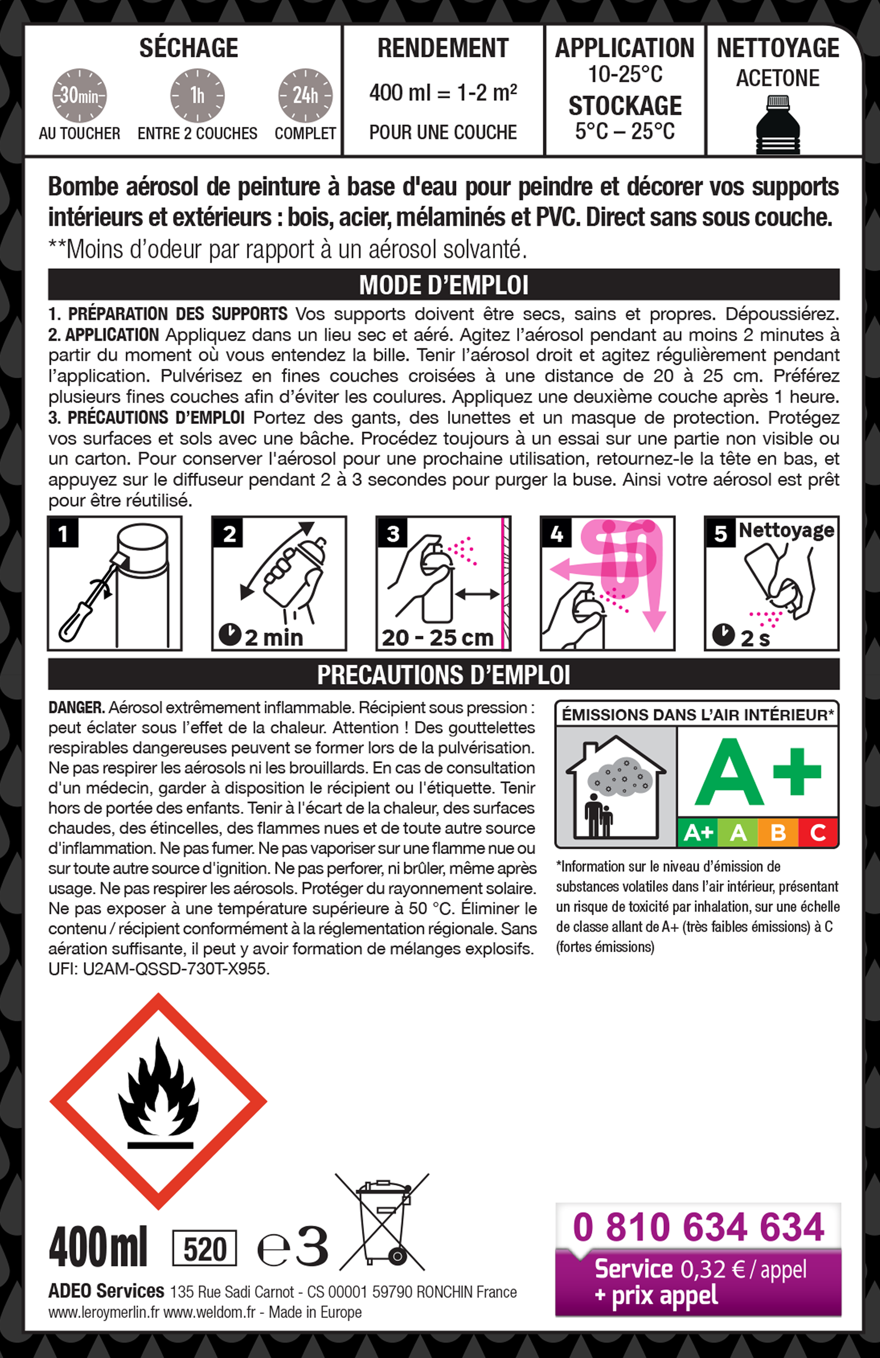 Bombe de peinture Aquaeo LUXENS blanc satiné 400 ml - 4