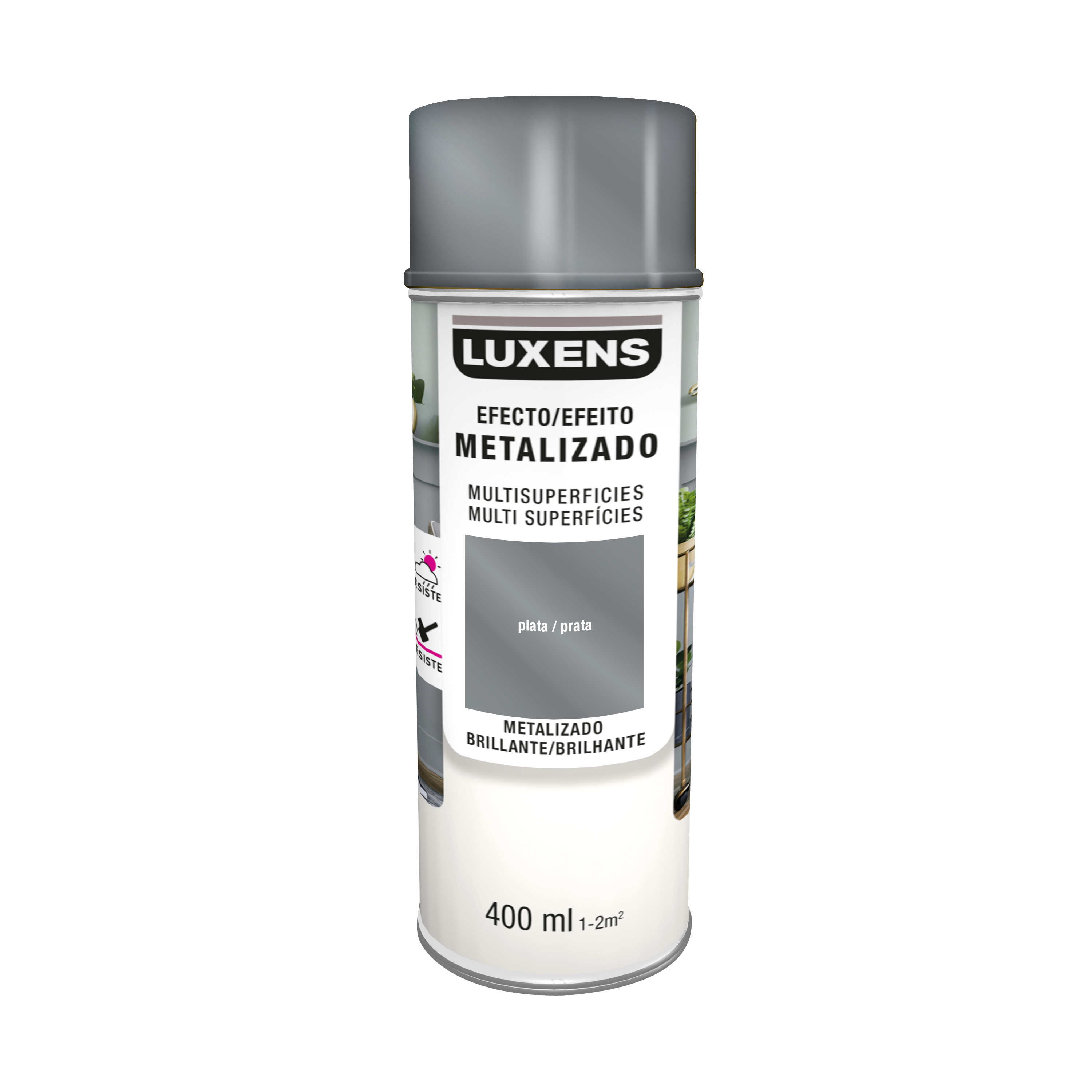 Spray tinta decorativa Luxens acetinado 400ml prata - 5