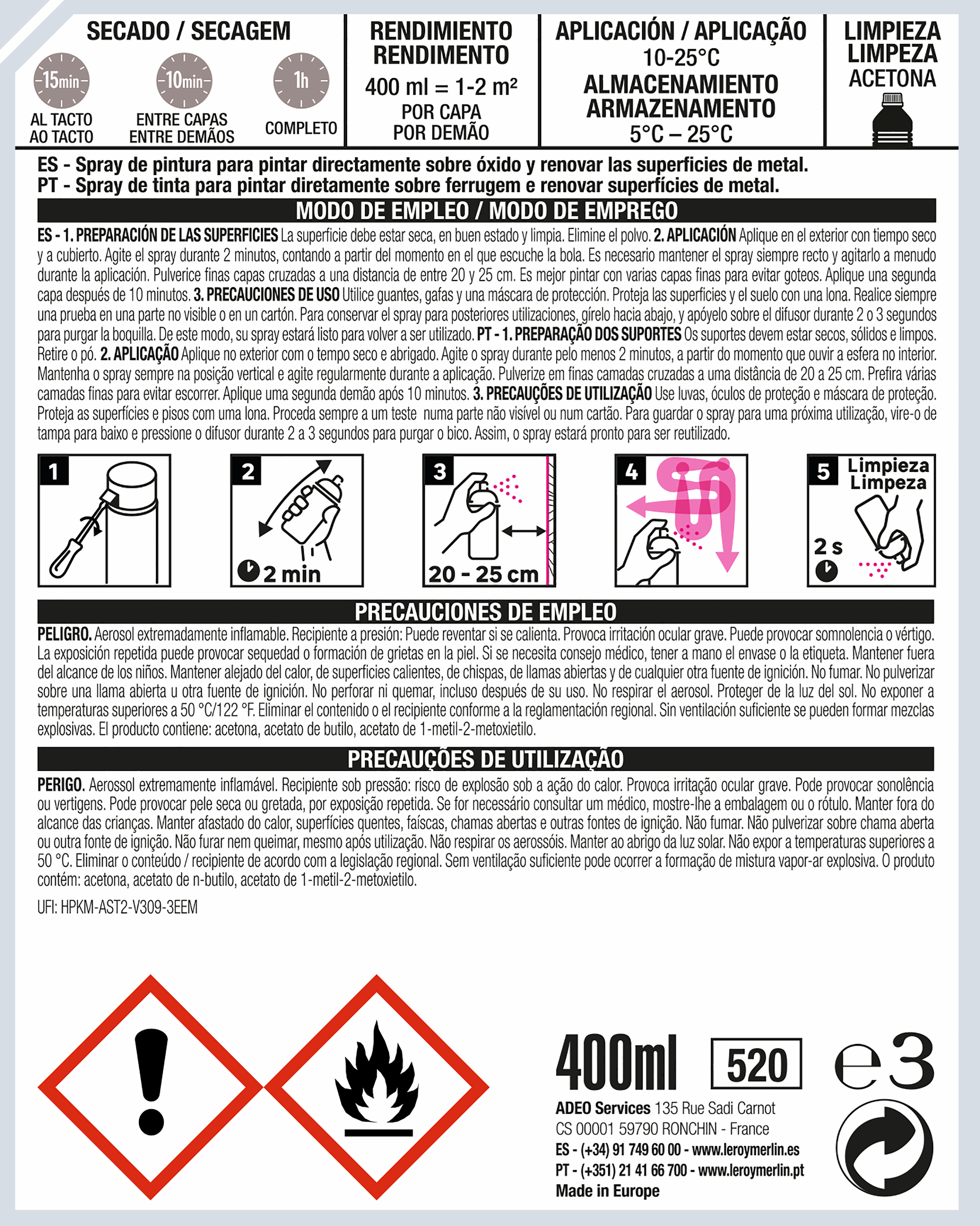 Spray antioxido martele LUXENS 400ml negro - 6