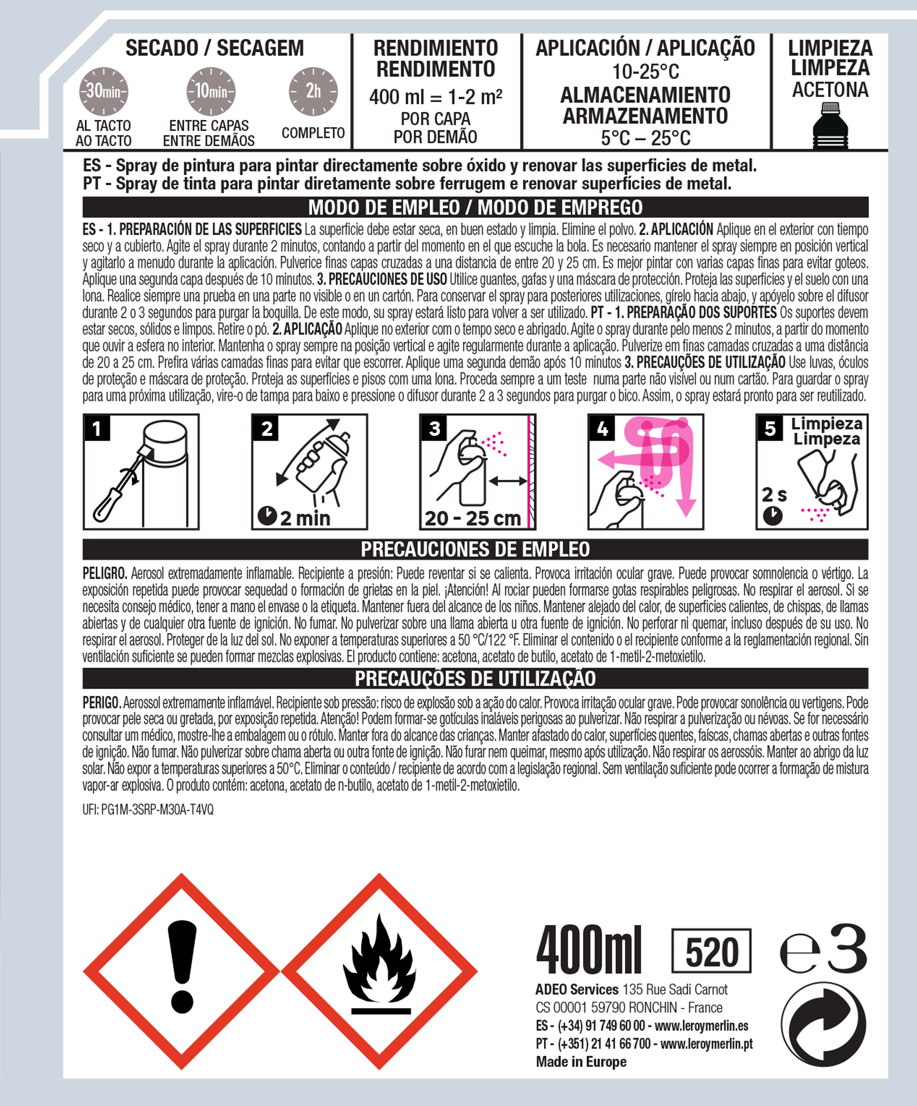 Spray antioxido metalizado LUXENS 400ml oro - 6