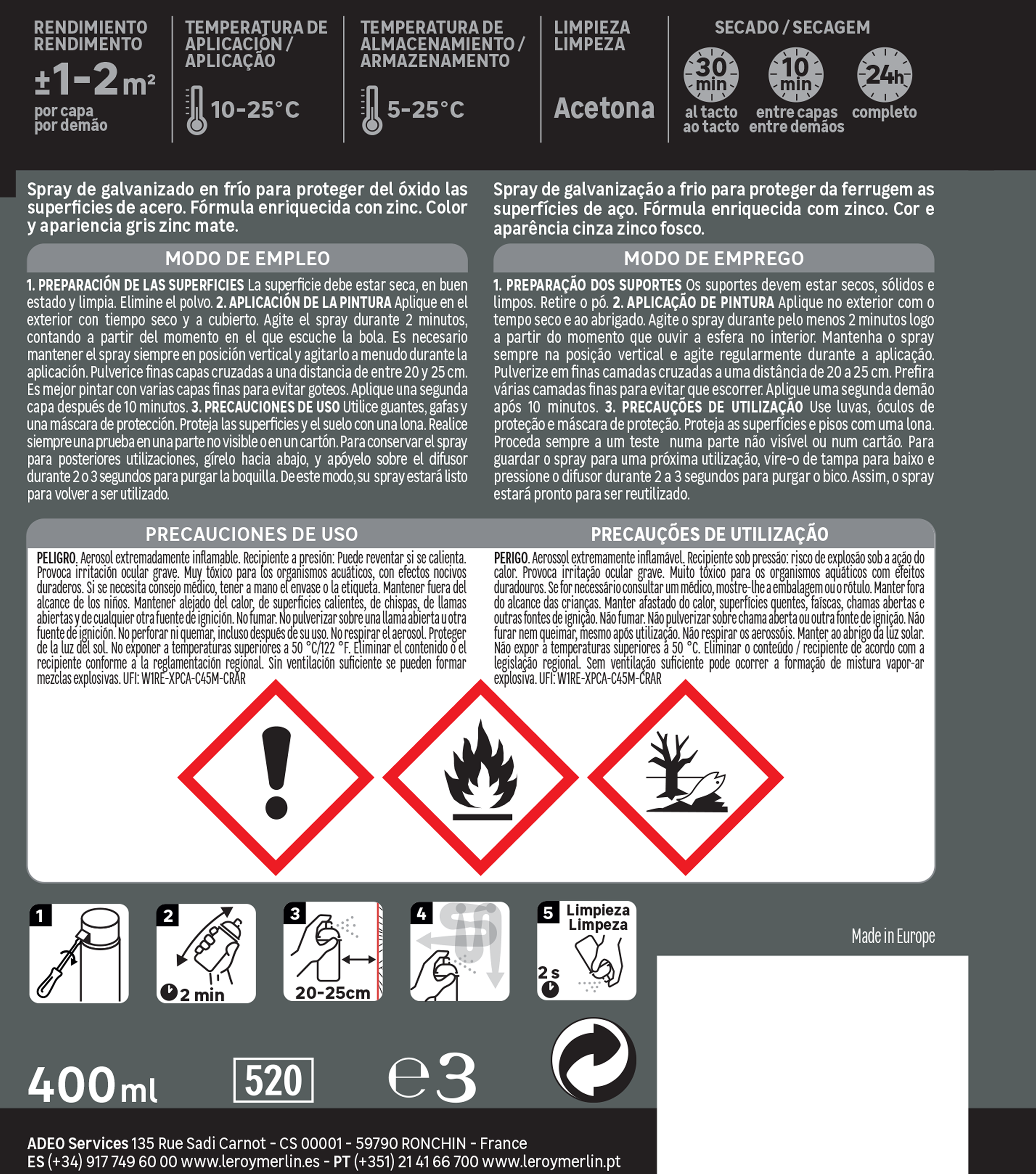 Spray galvanizado para frio Luxens mate 400ml cinza - 2