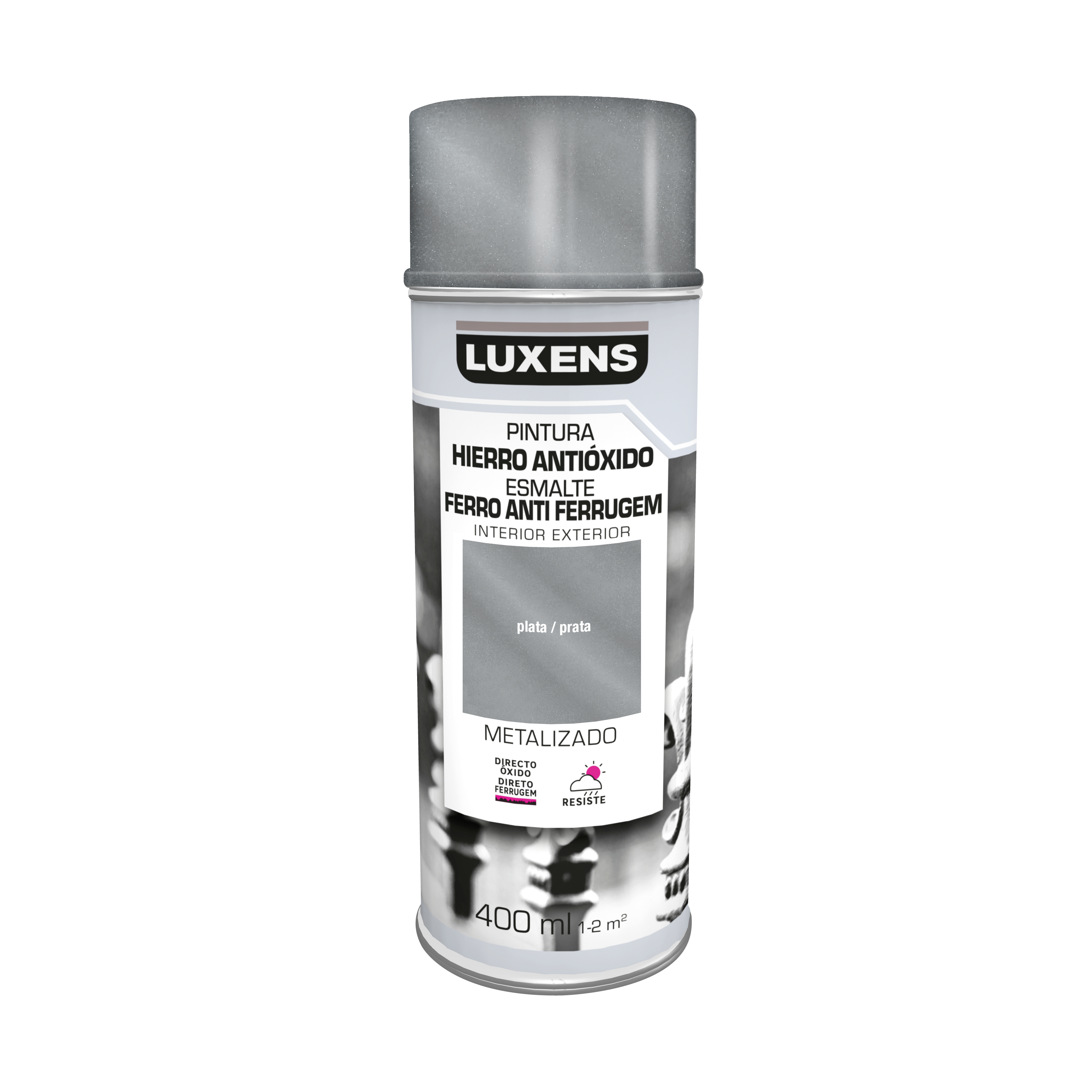 Spray decorativo antiferrugem brilhante Luxens 400ml prata - 2