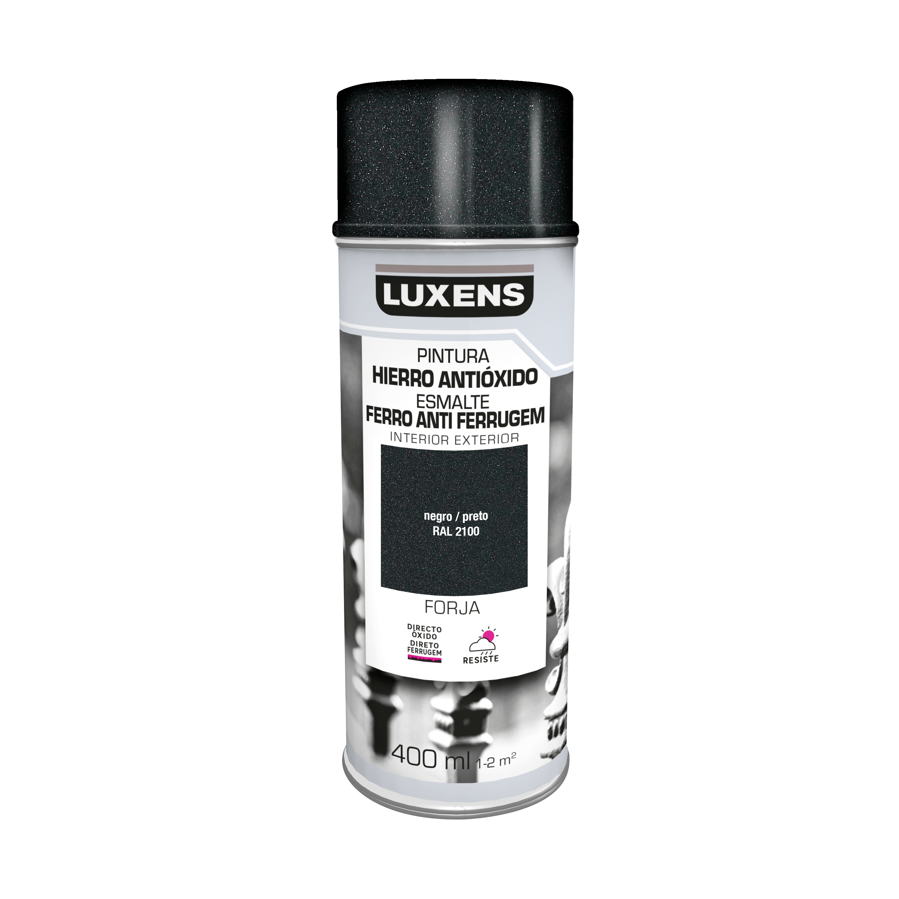 Spray decorativo antiferrugem mate Luxens 400ml preto forja - 2