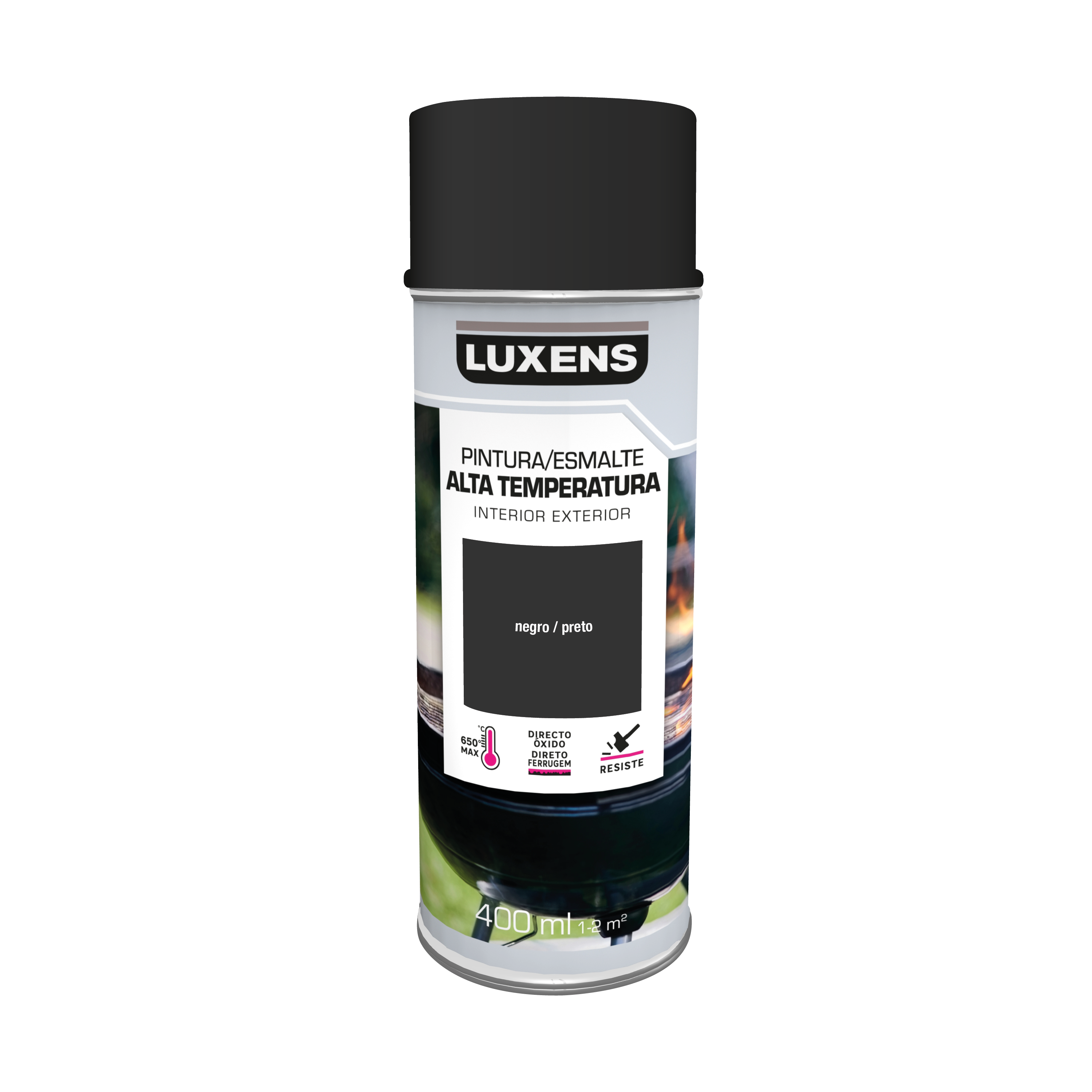 Spray alta temperaturas 650ºC Luxens mate 400ml preto - 5