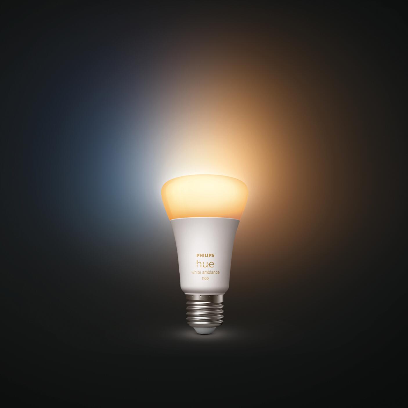 Lampadina smart Hue White Ambiance, LED, E27 goccia, trasparente, cct, 8W= 1055 LM (equiv 75 W), 200° dimmerabile, PHILIPS HUE - 4