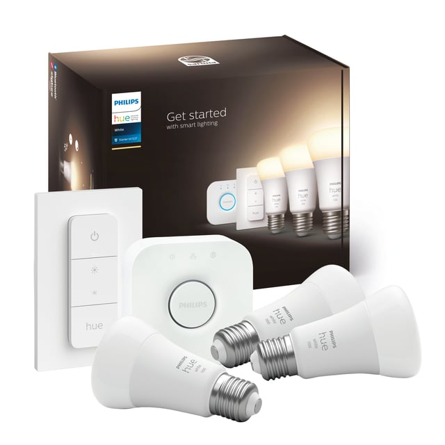Kit de 3 ampoules connectées E27 + télécommande + Pont Hue PHILIPS HUE
