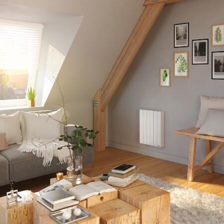 Le radiateur électrique à inertie fluide SAUTER Orosi permet de réaliser des économies d'énergie grâce à la fonction détection des fenêtres ouverte, la régulation électronique et la programmation libre