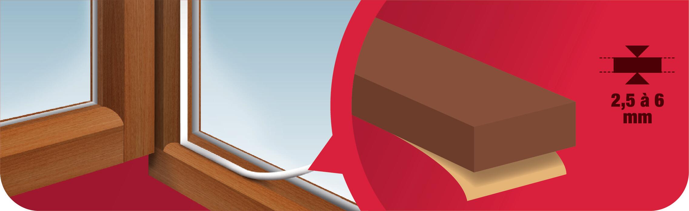 Joint de porte et fenêtre très mauvais état 3M 2,5 à 6 mm, L.6 m marron - 3