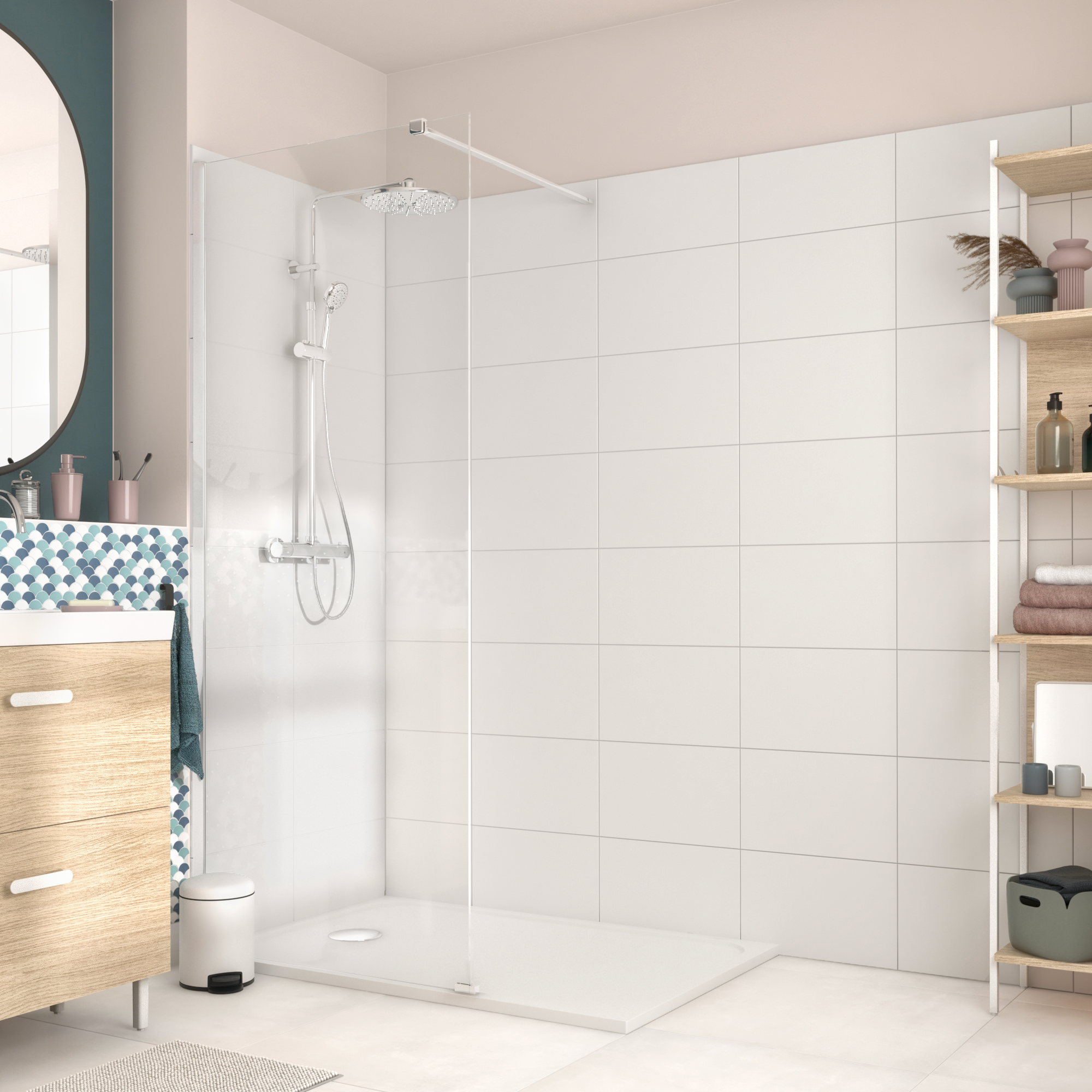 Kabina Walk-in Remix 80x200 transparentna profil chromowany Sensea - 15