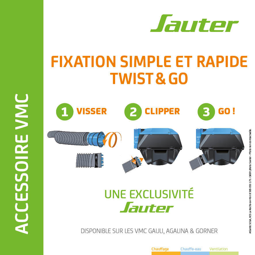 Piquage sanitaire pvc SAUTER Twist & Go, Diam.80mm, pour VMC hygroréglable Gauli - 2