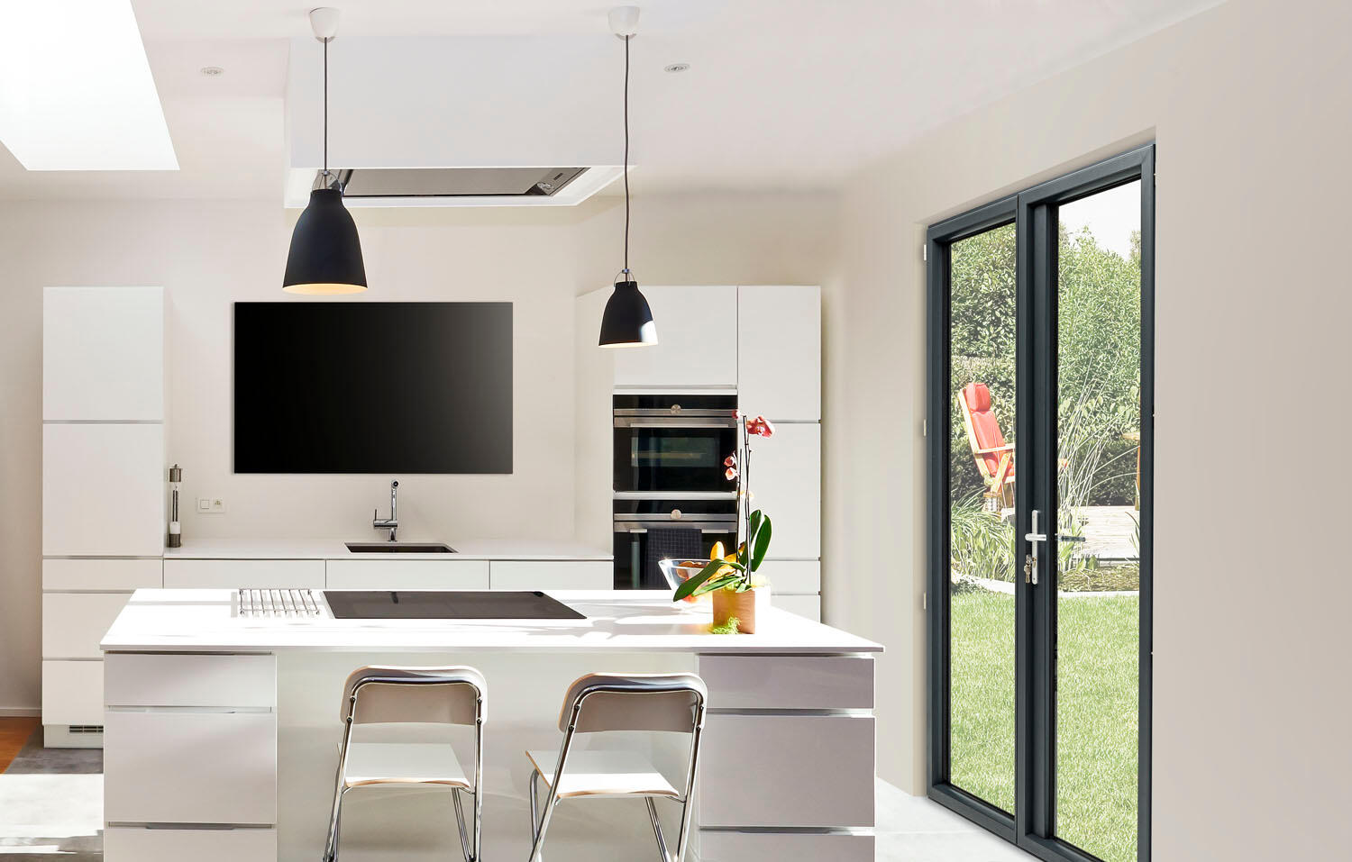 Porte fenêtre alu Essentiel H.225xl.140cm 2 vantaux gris anthracite - 5