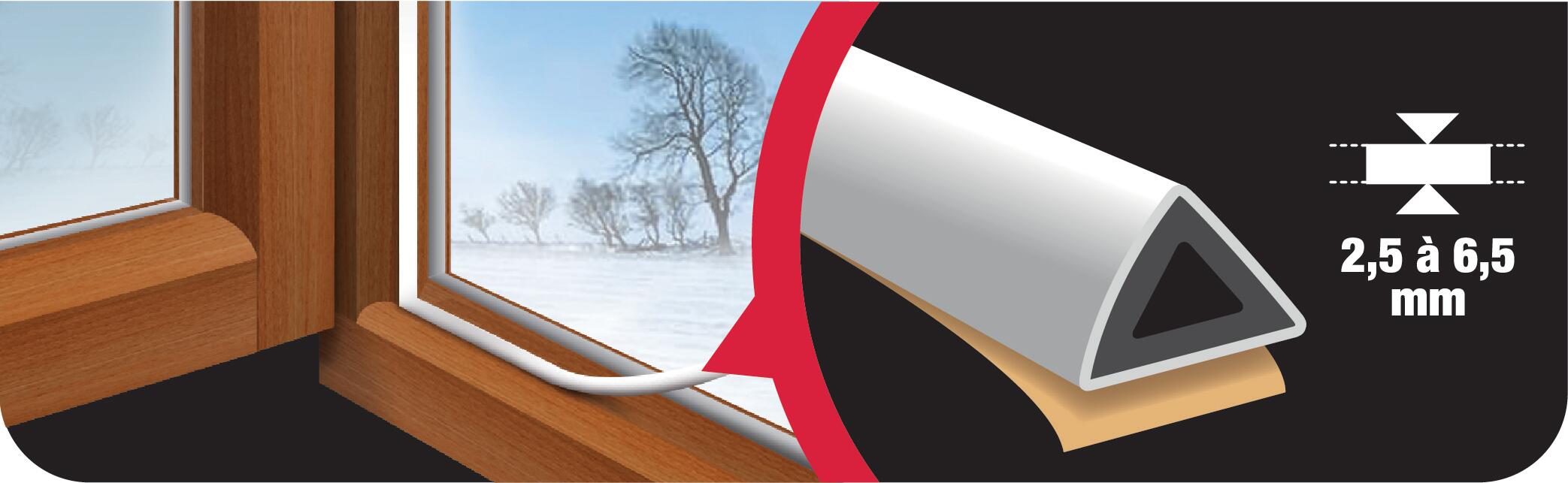 Joint de porte et fenêtre très mauvais état Premium 3M 2,5 à 6,5 mm, L.6 m blanc - 3