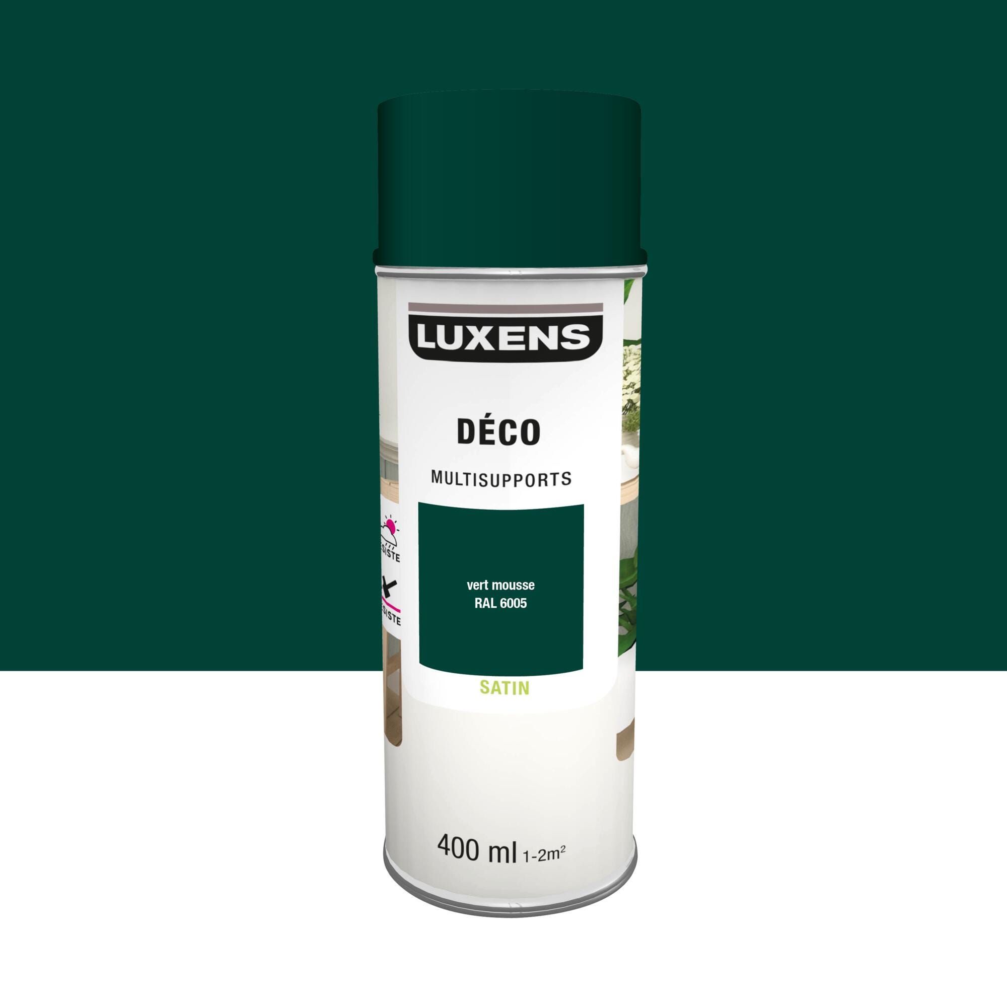 Bombe de peinture Multisupports LUXENS vert mousse ral 6005 satiné 400 ...
