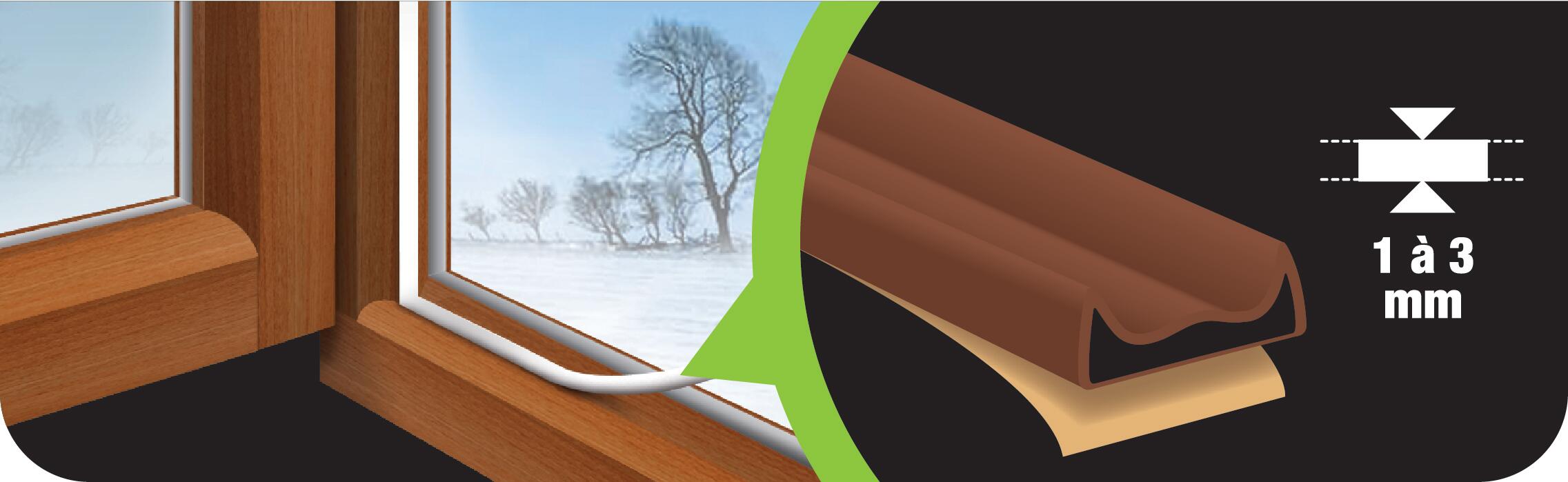 Joint de porte et fenêtre bon état Premium 3M 1 à 3 mm, L.6 m marron - 3