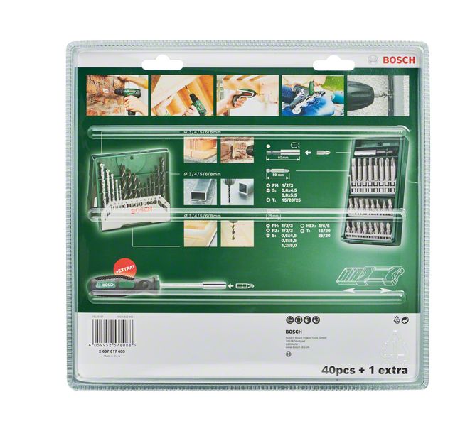 Coffret d'embouts de vissage et de forets pour multimatériaux, BOSCH, 41 pièces - 3
