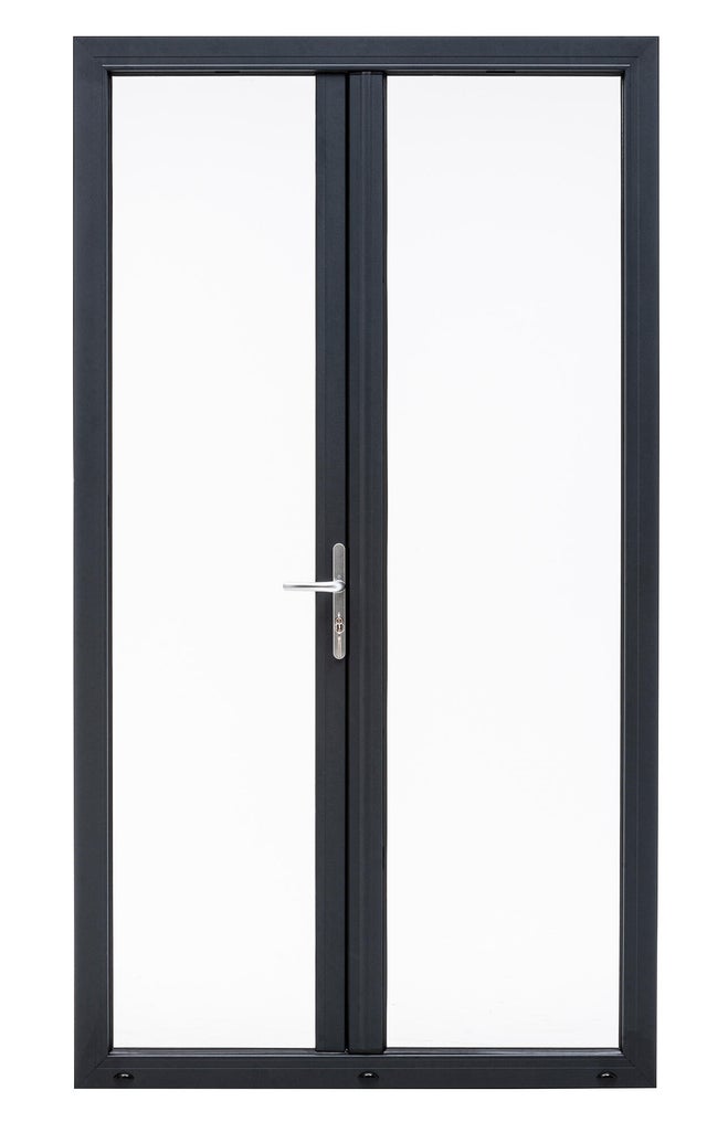 Porte fenêtre alu Essentiel H215cm X L140cm cm 2 vantaux gris anthracite