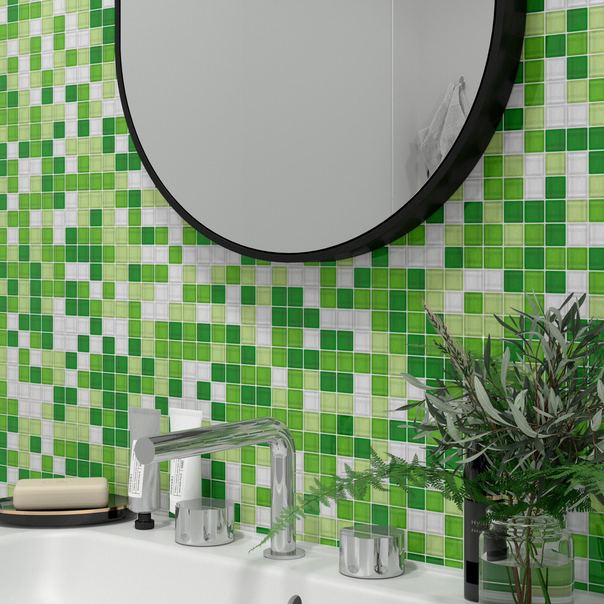 Mosaïque de verre sur maille verte pour salle de bain et cuisine - Epaisseur 8mm - 1 MQ | Leroy Merlin