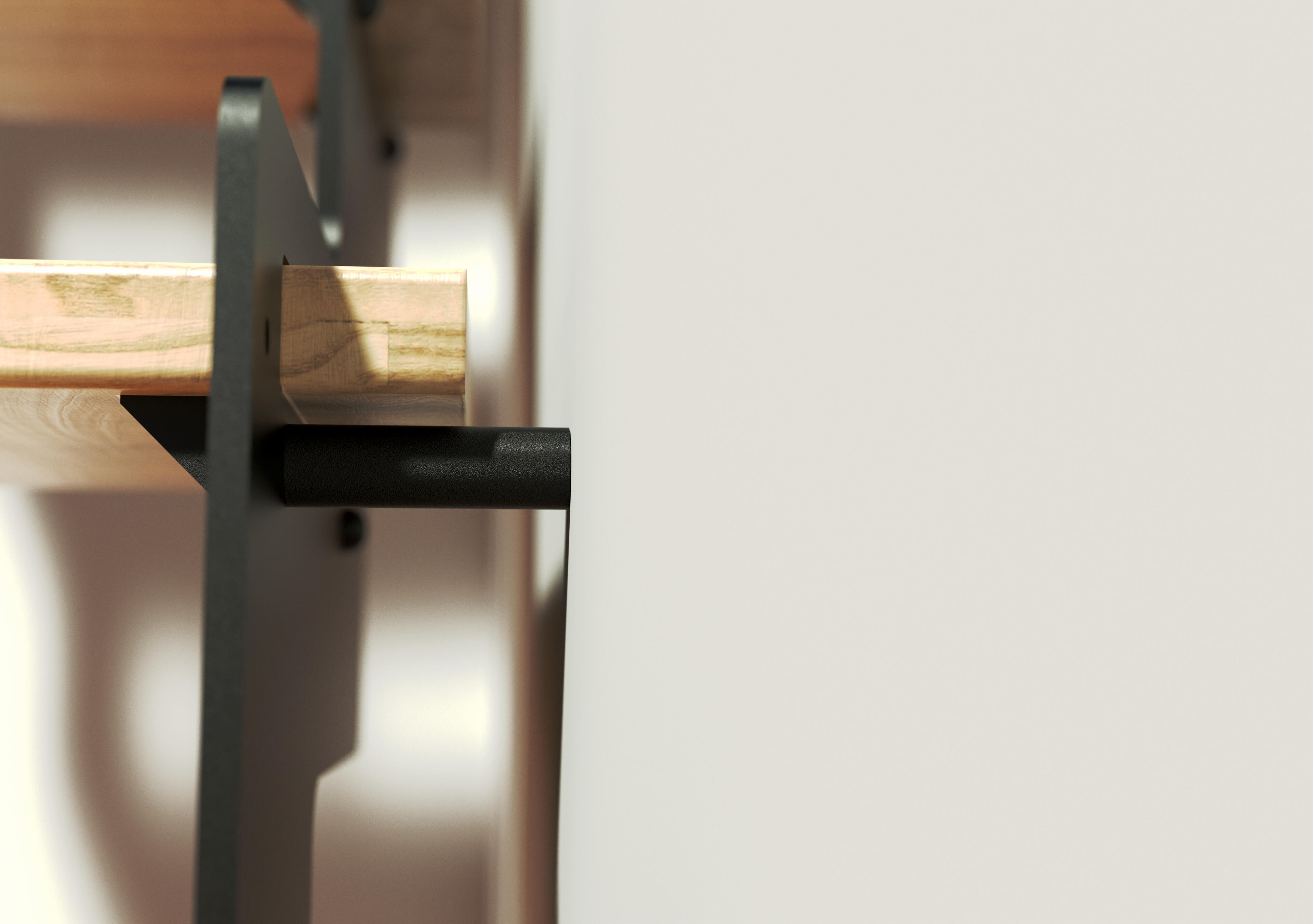 Escalier 1/4 t. bas révers. acier noir Crémaillère 14 mar. frêne brut , l.85 cm - 6