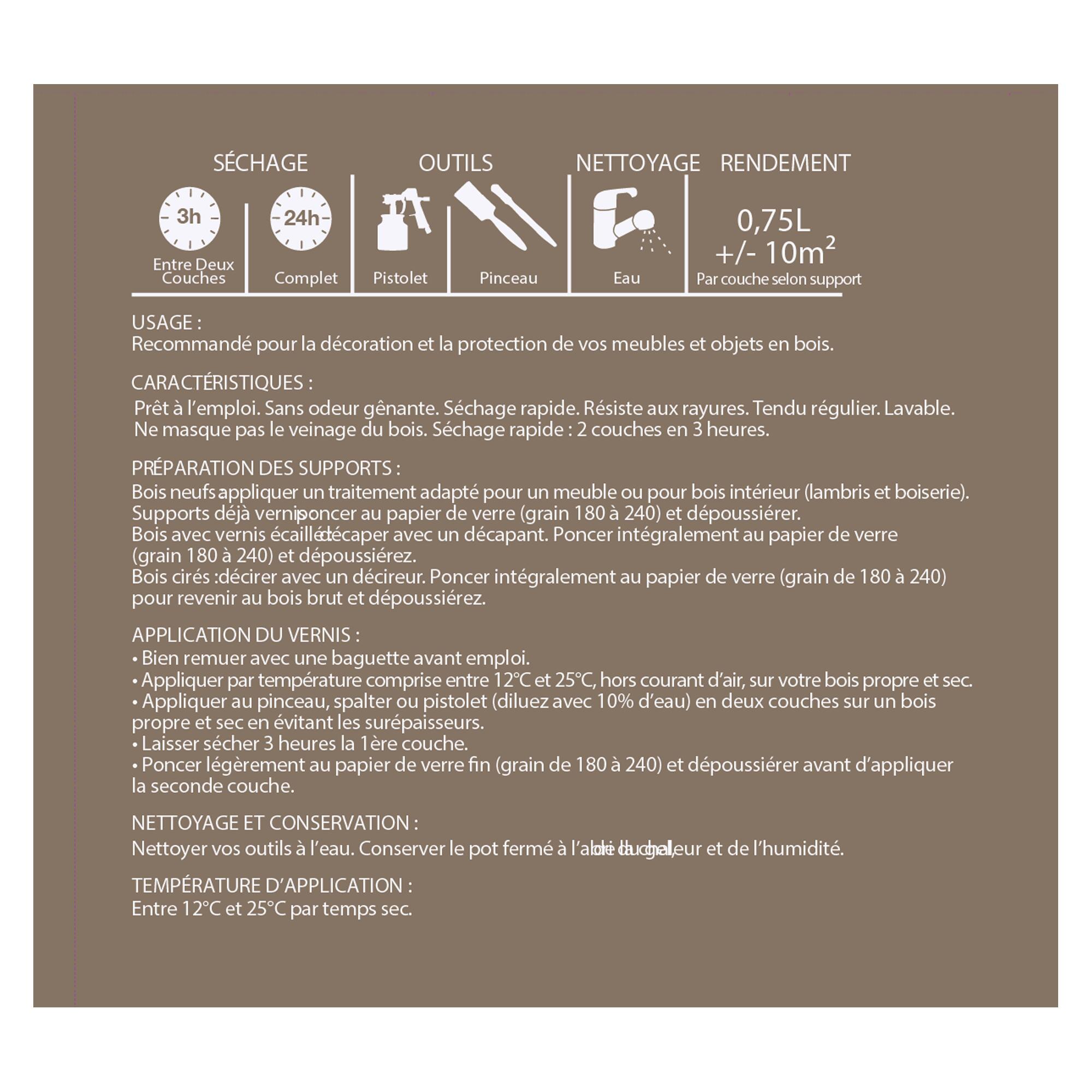 Vernis bois intérieur meuble / objet IMPACT, chêne moyen satiné, 0.75l - 3