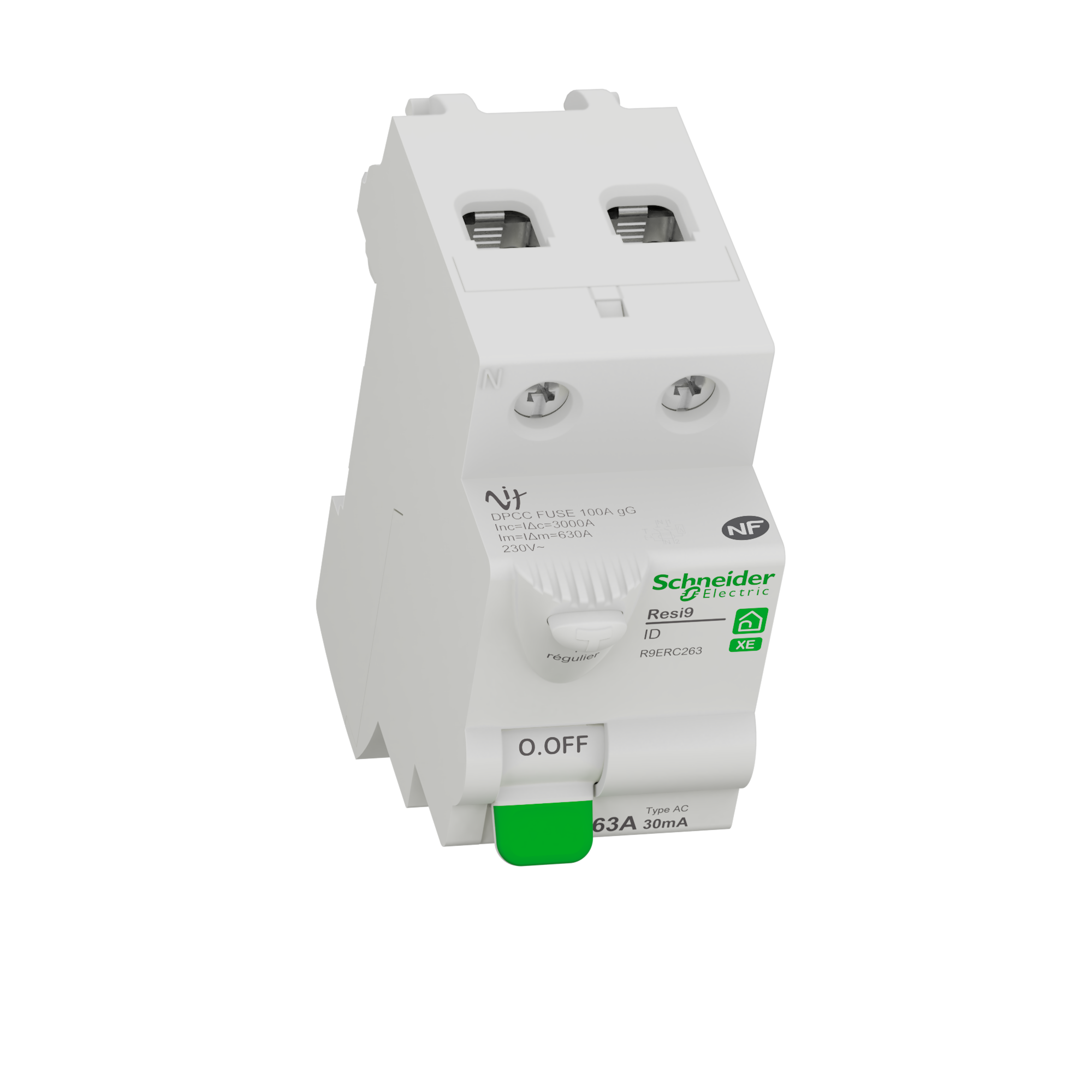 Interrupteur différentiel 2 pôles 63A 30mA Type AC Resi9 XE, SCHNEIDER ELECTRIC - 6