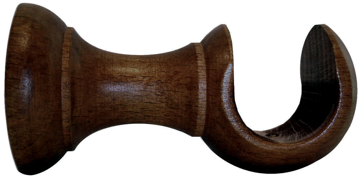 1 Soporte techo pared para barra diámetro 28 mm Neoclassic madera roble oscuro barnizado fijo 8 cm - 4