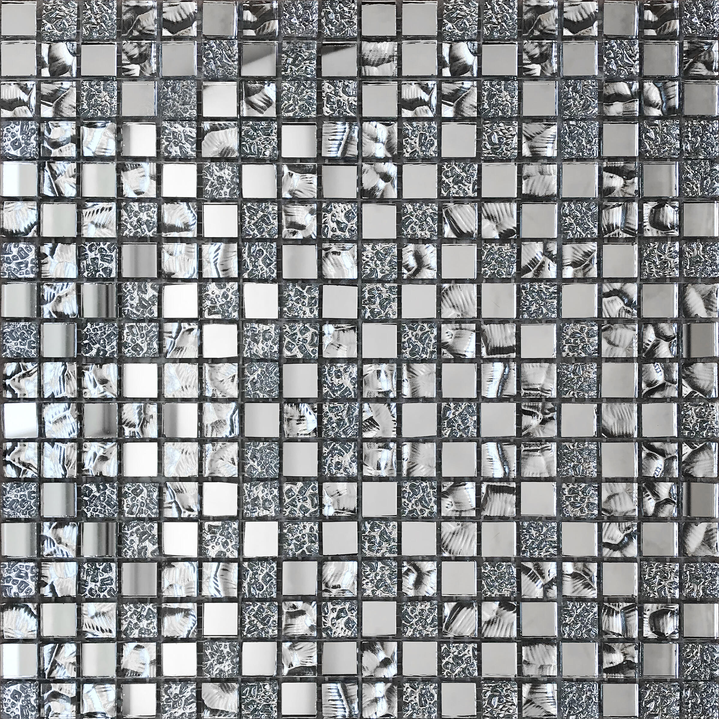 Mosaico in vetro Ice Mirror argento lucido L 29.7 x L 29.7cm x Sp. 4 mm - 13