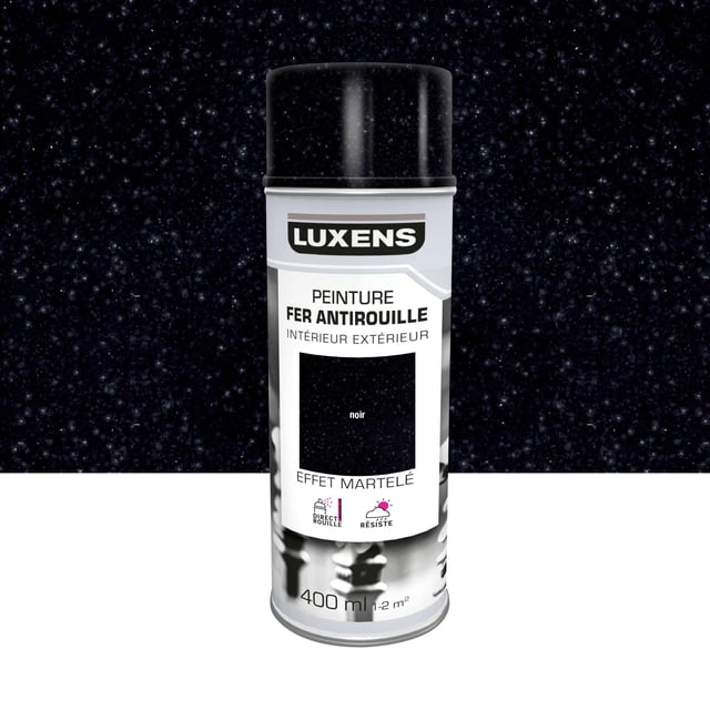 Bombe de peinture Fer antirouille LUXENS noir effet martelé 400 ml