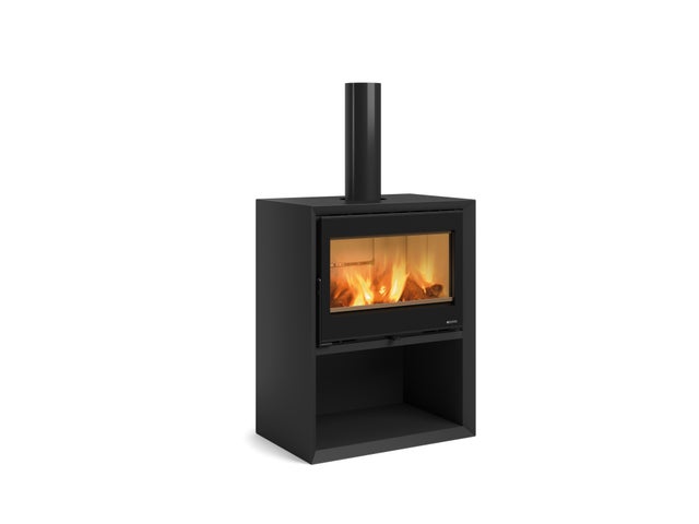 Poêle à bûche DANTE porte buche noir, 7.4 kW