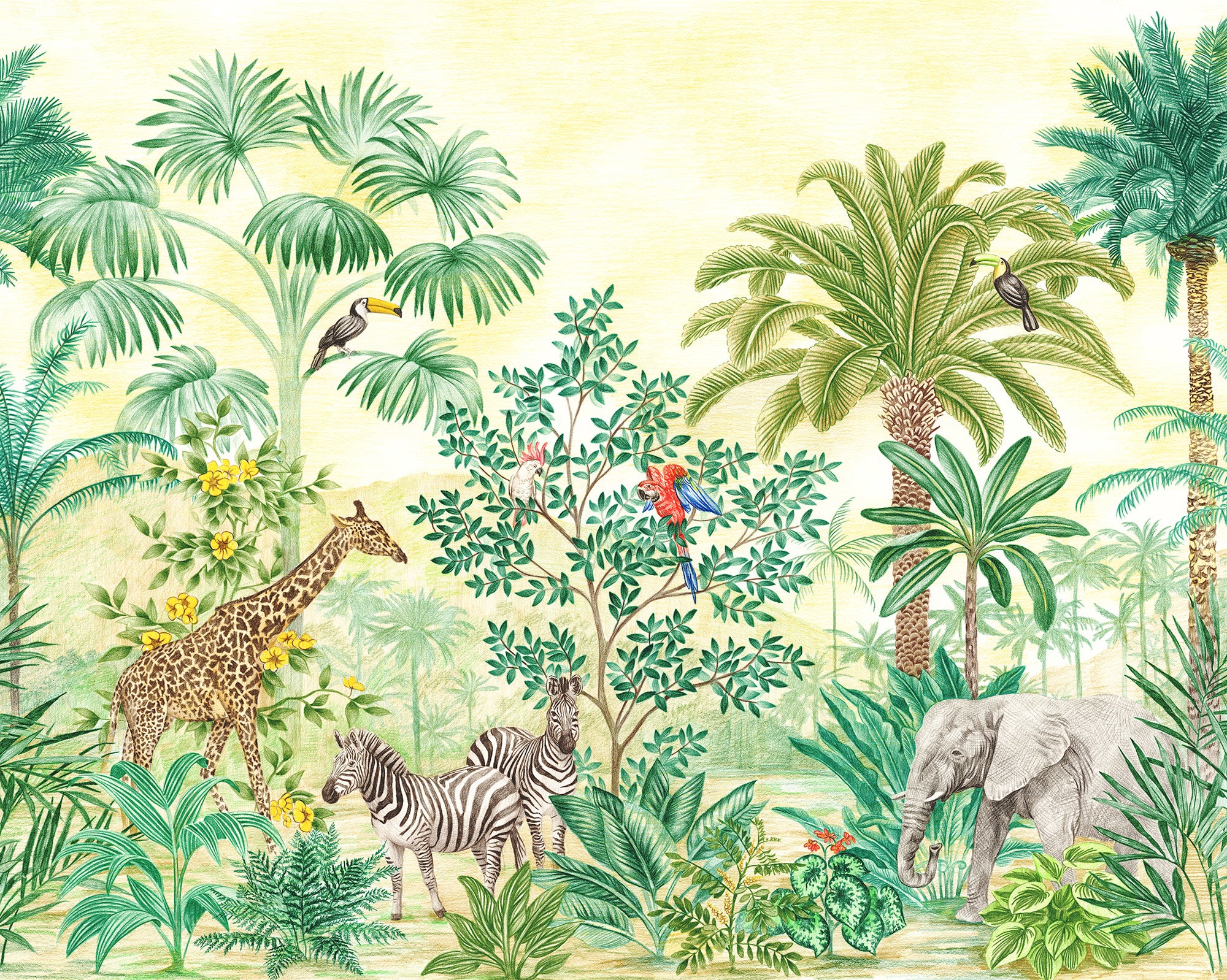 Papier peint panoramique Jungle adventure vert l.350 x H.250 cm - 2