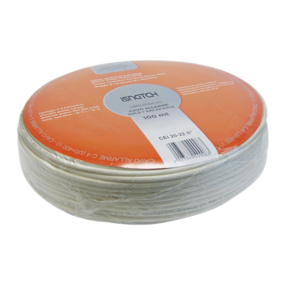 My Brand Maxxistore® Elan Cavo Per Antifurto 100% Rame Schermato, 100 Metri, 2x0.50 + 2x0.22, Bianco