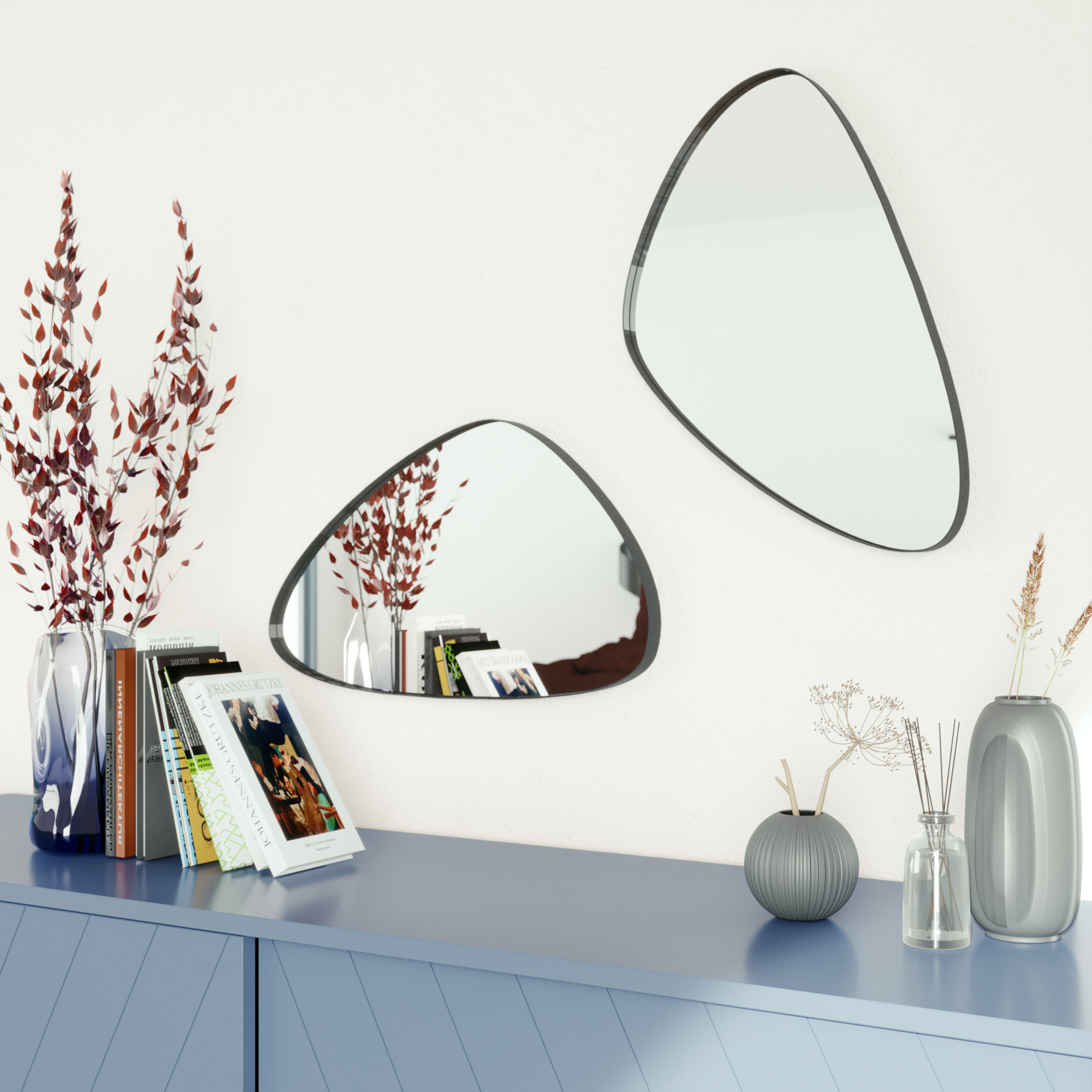 Specchio OGIVE asimmetrico in metallo nero 30 x 50 cm INSPIRE - 20