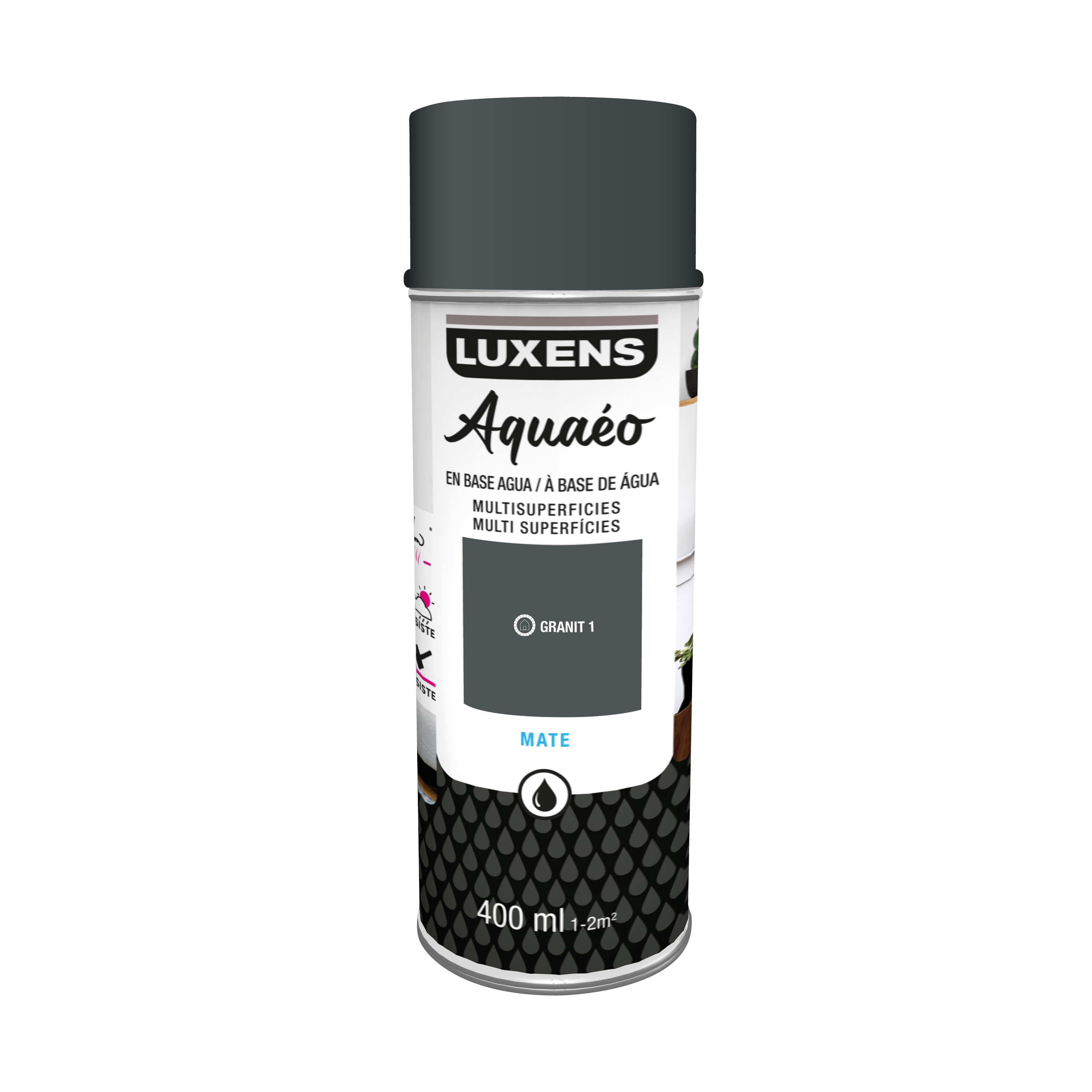 Spray decorativo mate LUXENS Aquaéo 400ml granit 1 - 2