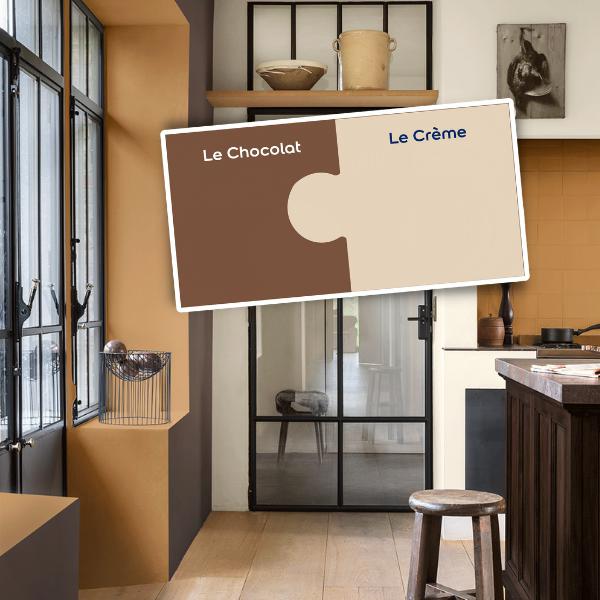Peinture Chocolat et peinture Crème associées sur vos murs de la gamme SI Simple! Dulux Valentine - 3