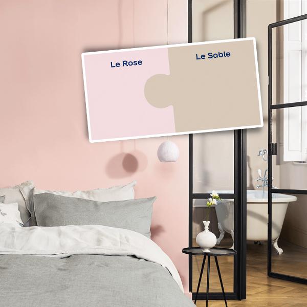 Une chambre peinte avec le duo de couleurs le Rose et le Sable de la gamme Si Simple Dulux Valentine. - 3